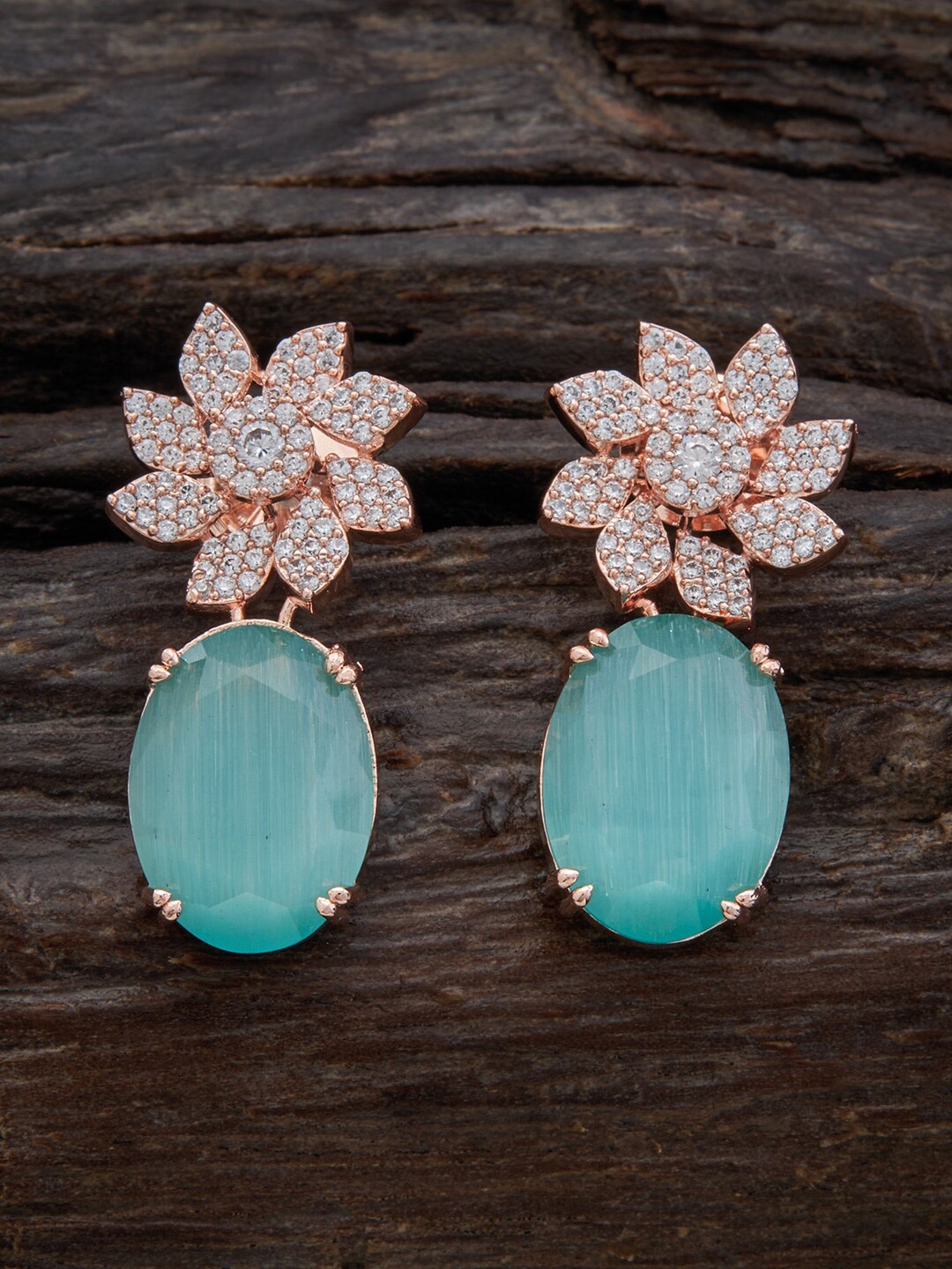 

Kushal's Fashion Jewellery Rose Gold-Plated Floral Drop Earrings