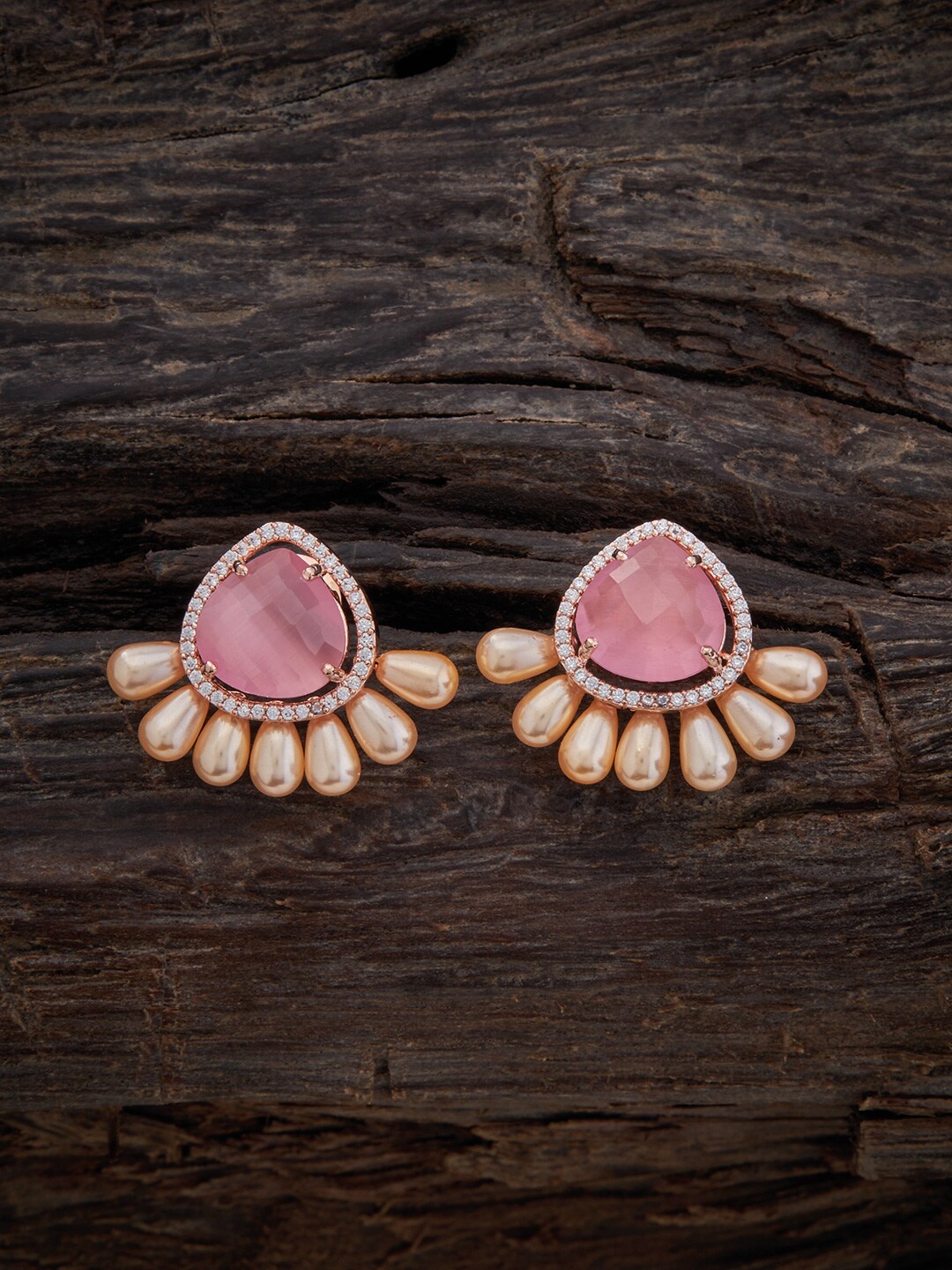 

Kushal's Fashion Jewellery Rose Gold-Plated Contemporary Studs Earrings, Pink