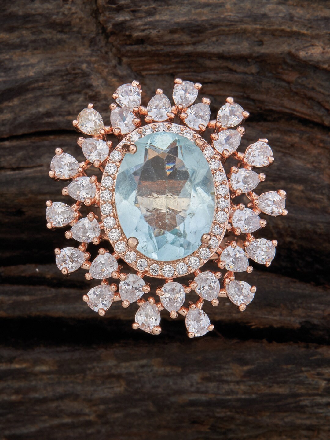 

Kushal's Fashion Jewellery Rose Gold-Plated CZ Stone-Studded Adjustable Finger Ring