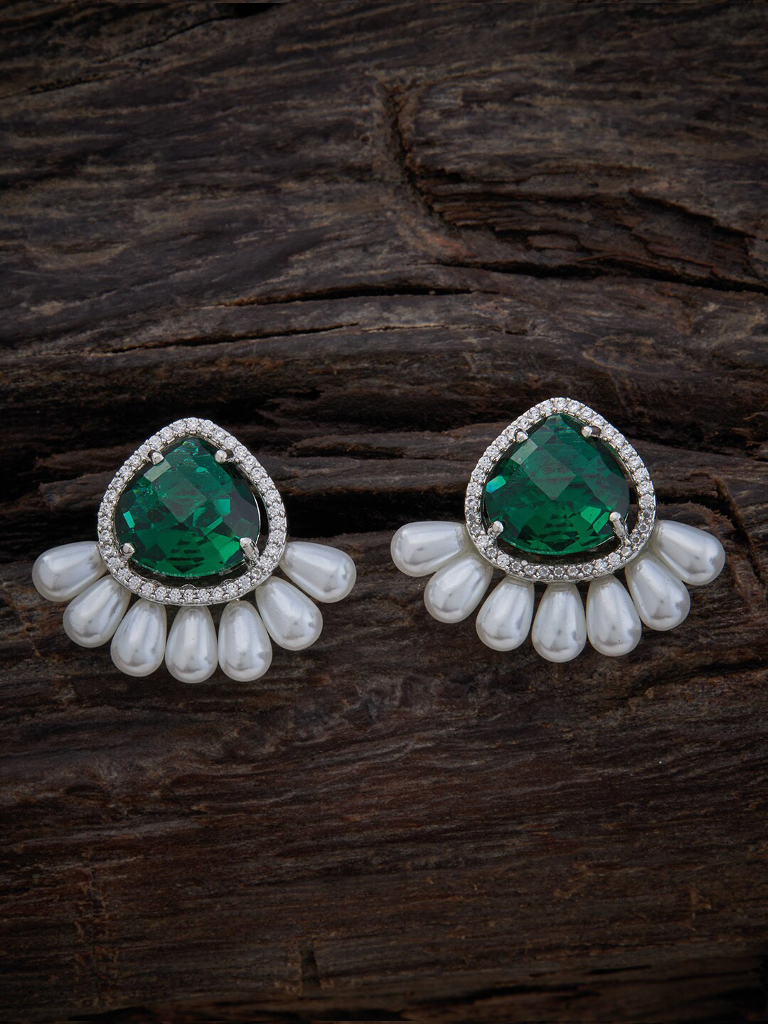 

Kushal's Fashion Jewellery Rhodium-Plated Contemporary Studs Earrings, Silver