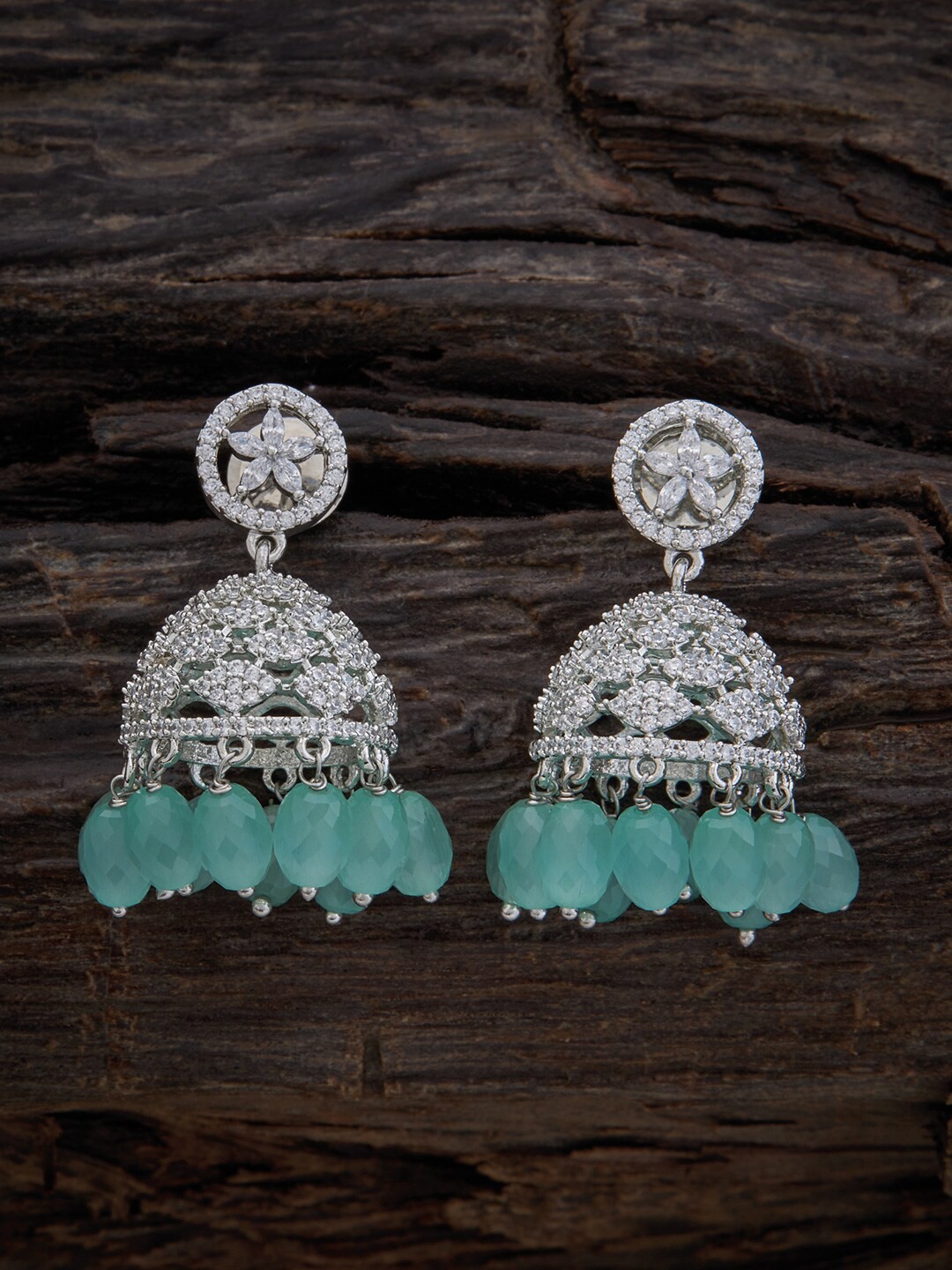 

Kushal's Fashion Jewellery Silver-Plated Dome Shaped Jhumkas Earrings