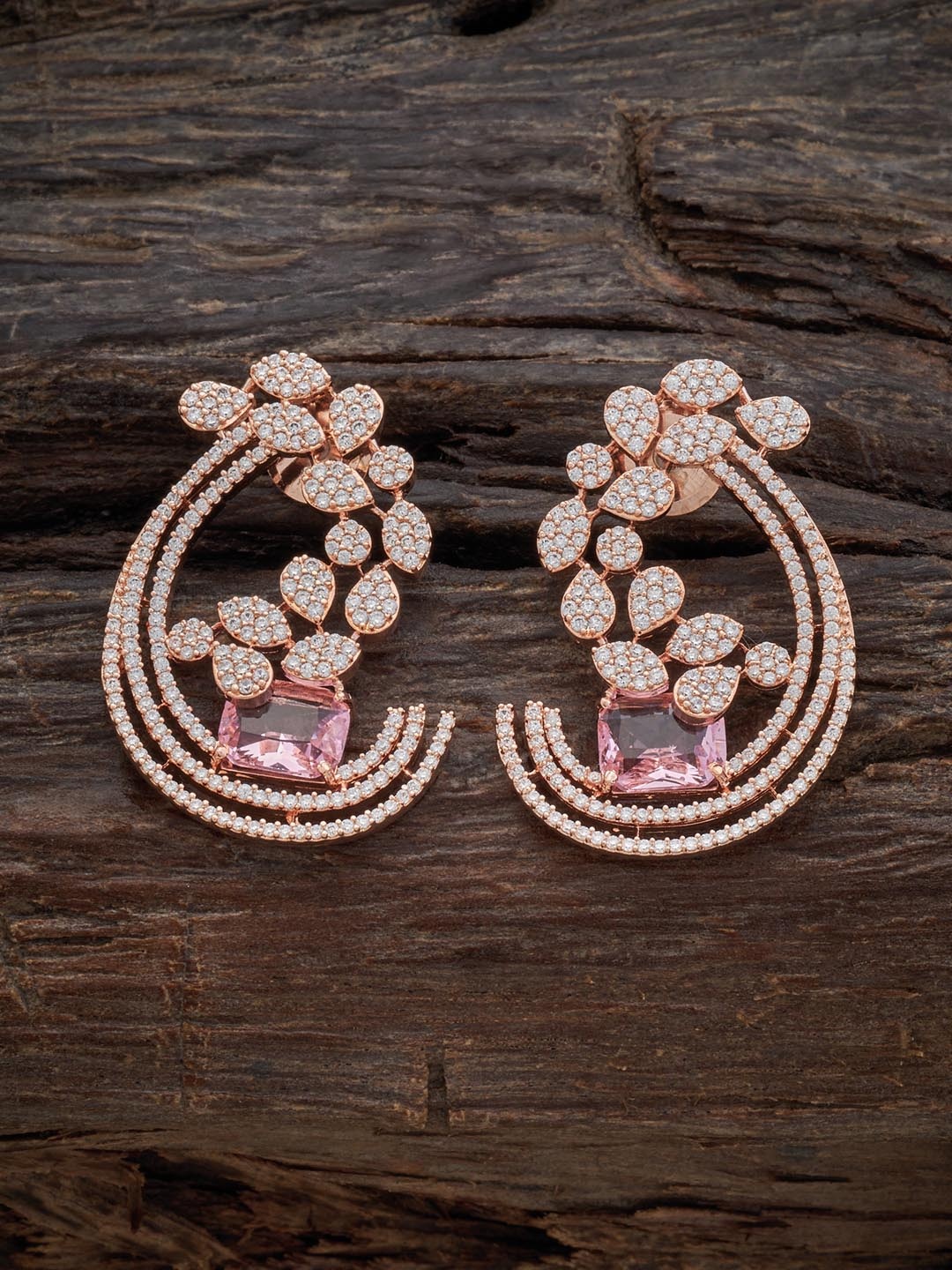 

Kushal's Fashion Jewellery Rose-Gold Plated Contemporary Studs Earrings, Pink