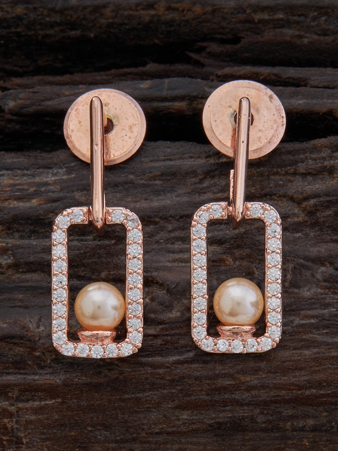 

Kushal's Fashion Jewellery Rose Gold-Plated Geometric Drop Earrings