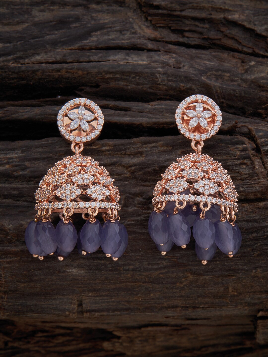 

Kushal's Fashion Jewellery Rose Gold-Plated Dome Shaped Jhumkas Earrings