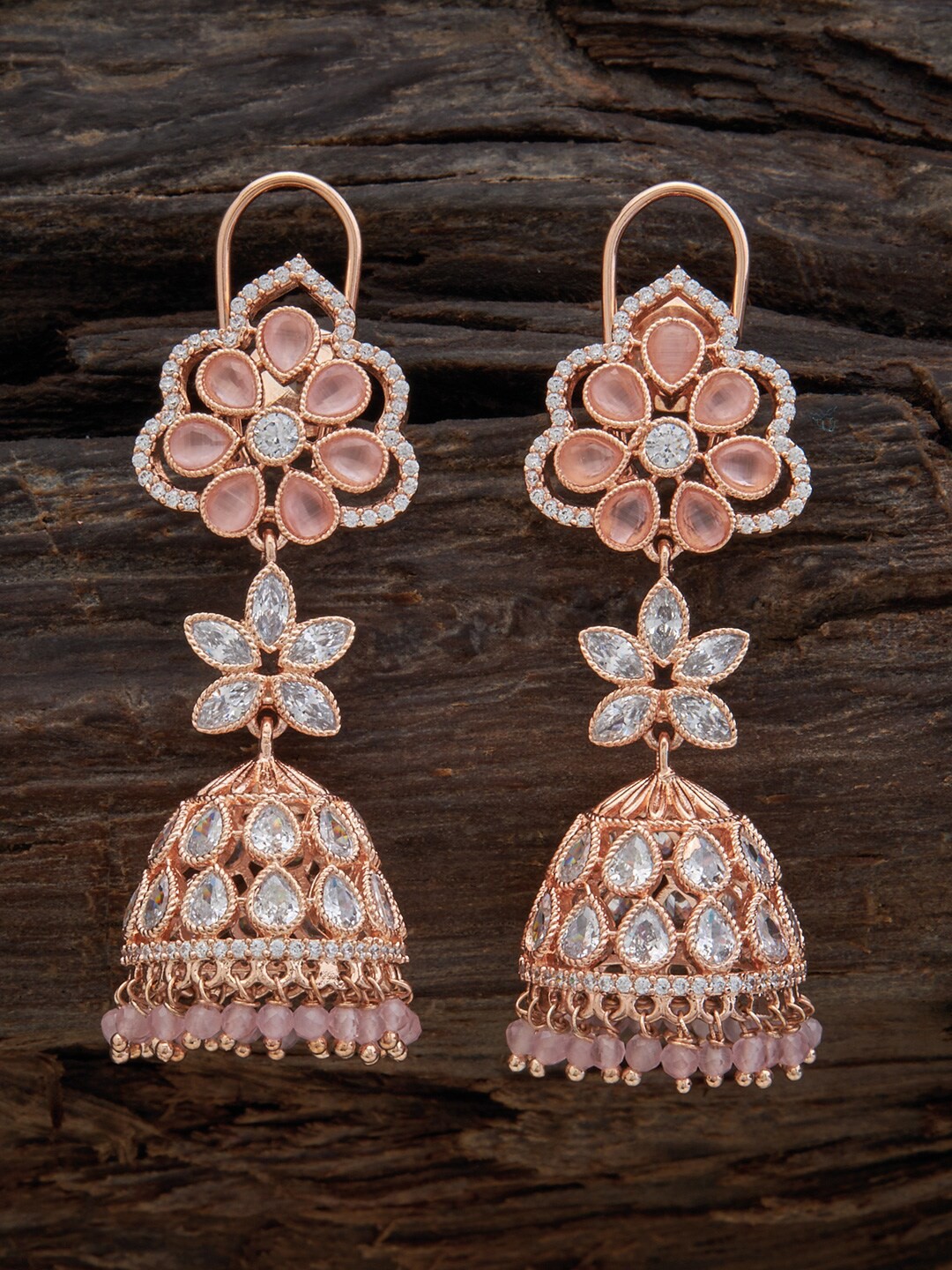 

Kushal's Fashion Jewellery Rose Gold-Plated Dome Shaped Jhumkas Earrings