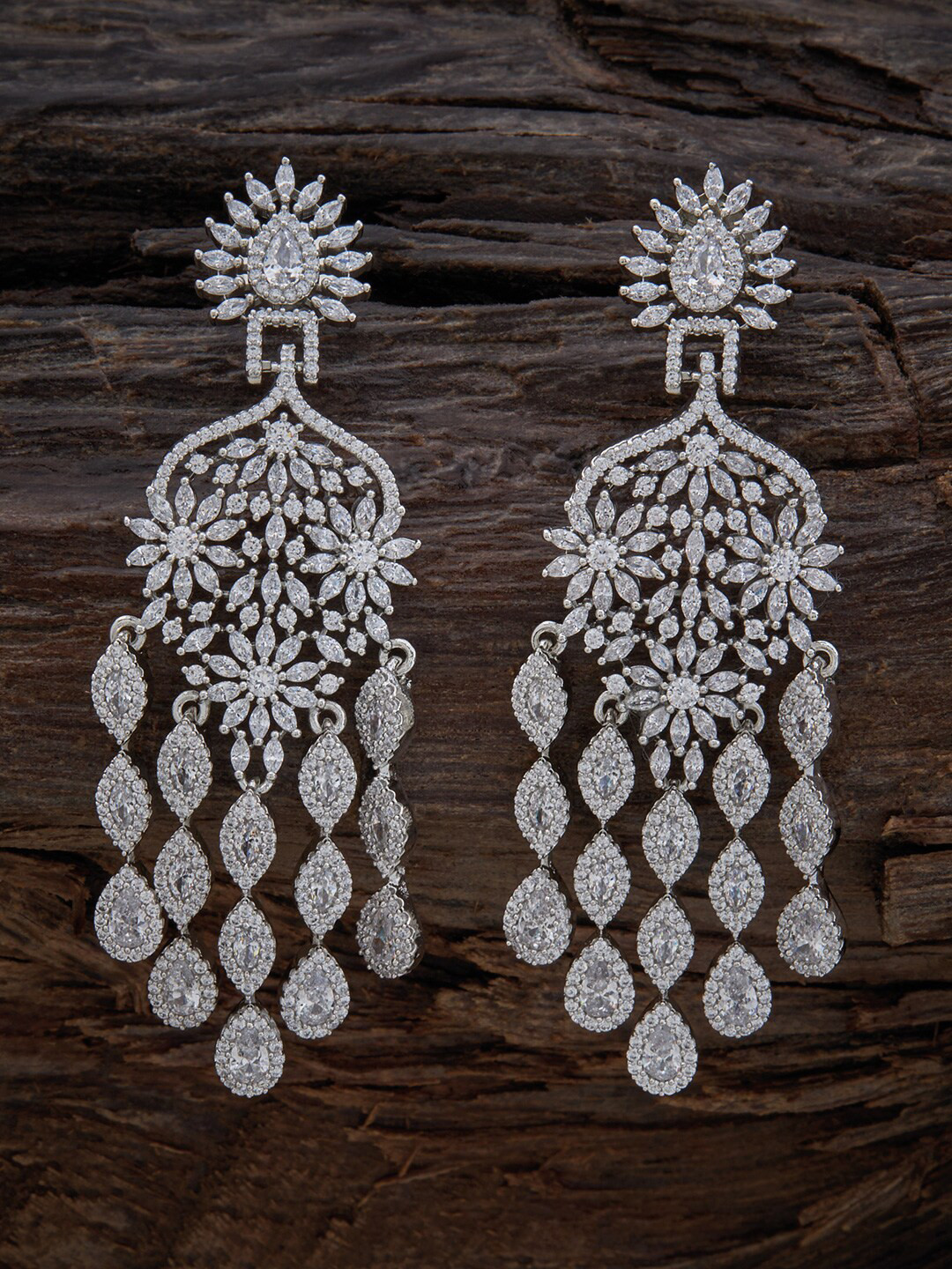 

Kushal's Fashion Jewellery White Floral Drop Earrings