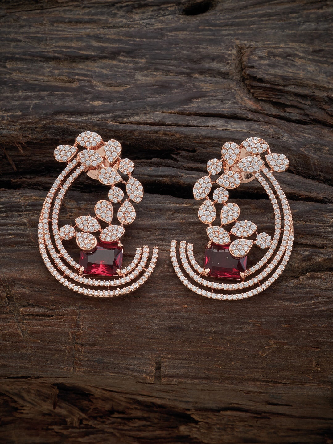 

Kushal's Fashion Jewellery Rose-Gold Plated Contemporary Cubic Zirconia Studs Earrings