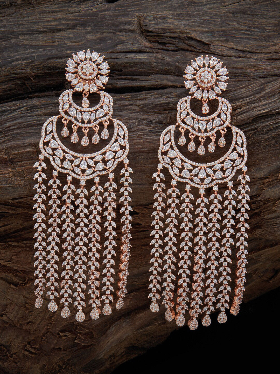 

Kushal's Fashion Jewellery Rose Gold-Plated Feather Shaped Drop Earrings, White