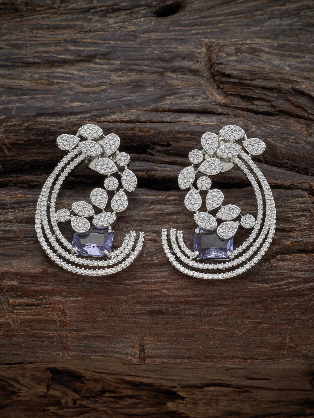 

Kushal's Fashion Jewellery Rhodium Plated Contemporary Studs Earrings, Lavender