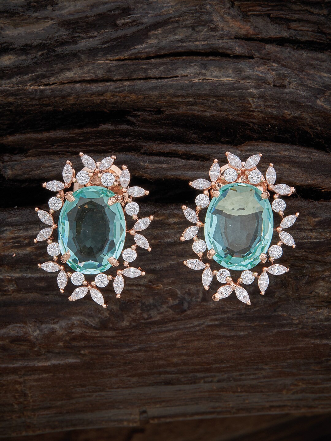 

Kushal's Fashion Jewellery Rose Gold-Plated Oval Studs Earrings