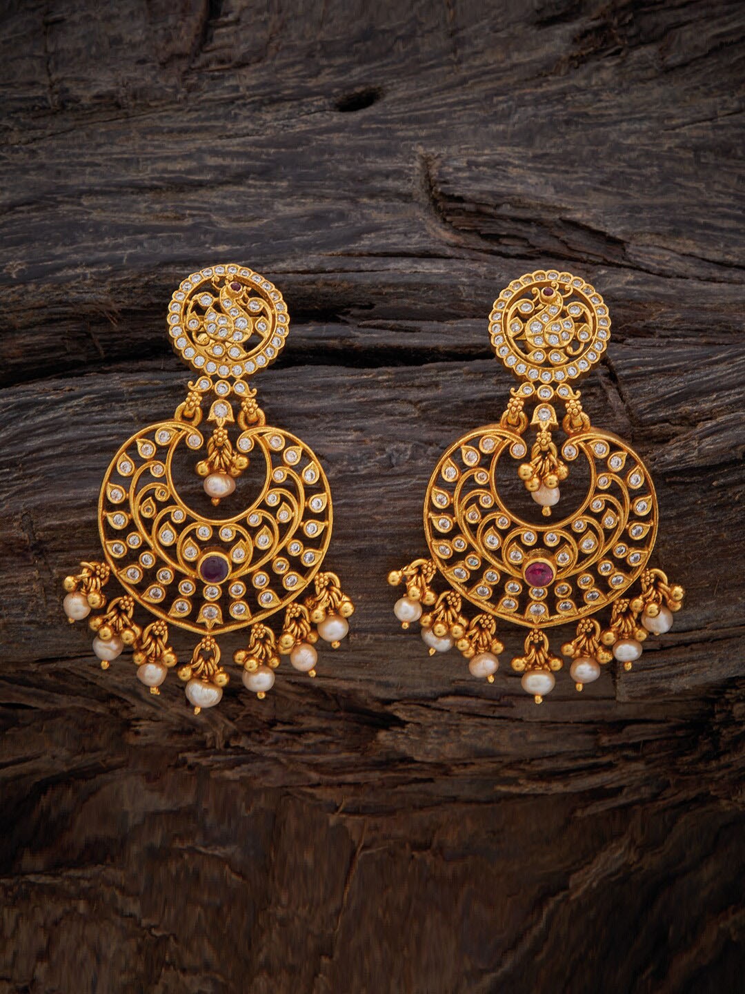 

Kushal's Fashion Jewellery 92.5 Pure Silver Gold-Plated Circular Drop Earrings