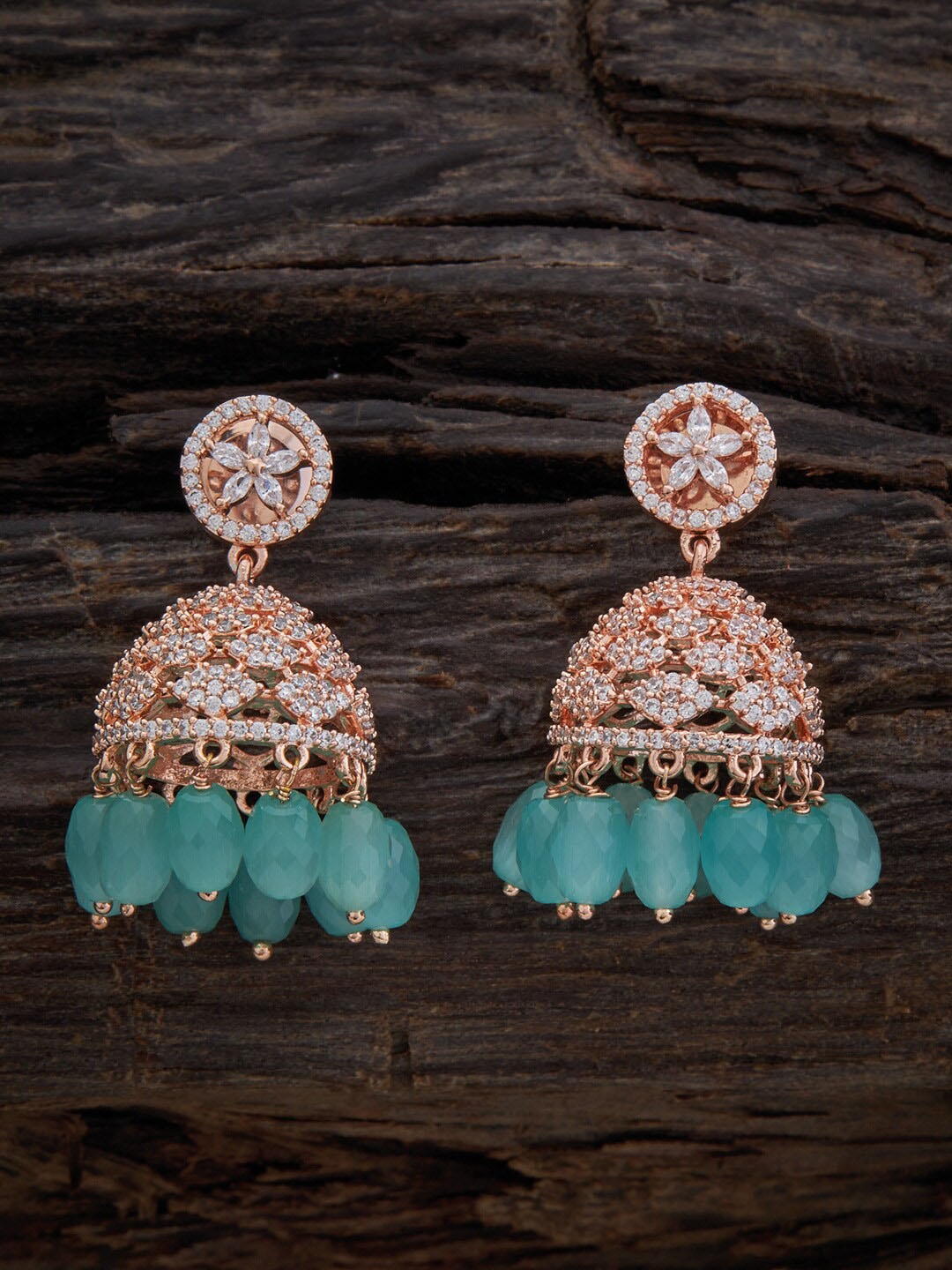 

Kushal's Fashion Jewellery Rose-Gold Plated Dome Shaped Jhumkas Earrings