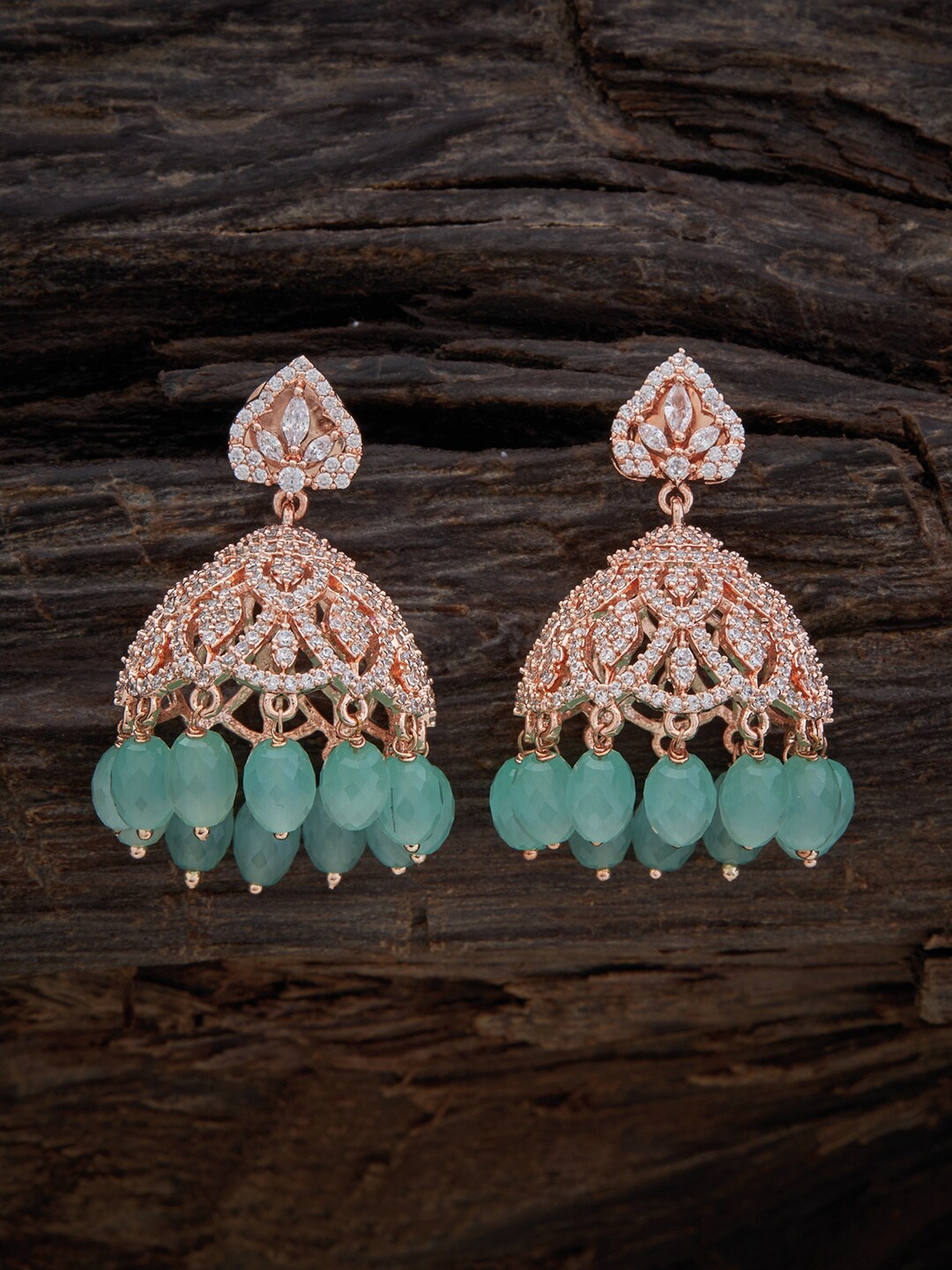 

Kushal's Fashion Jewellery Rose-Gold Plated Dome Shaped Jhumkas