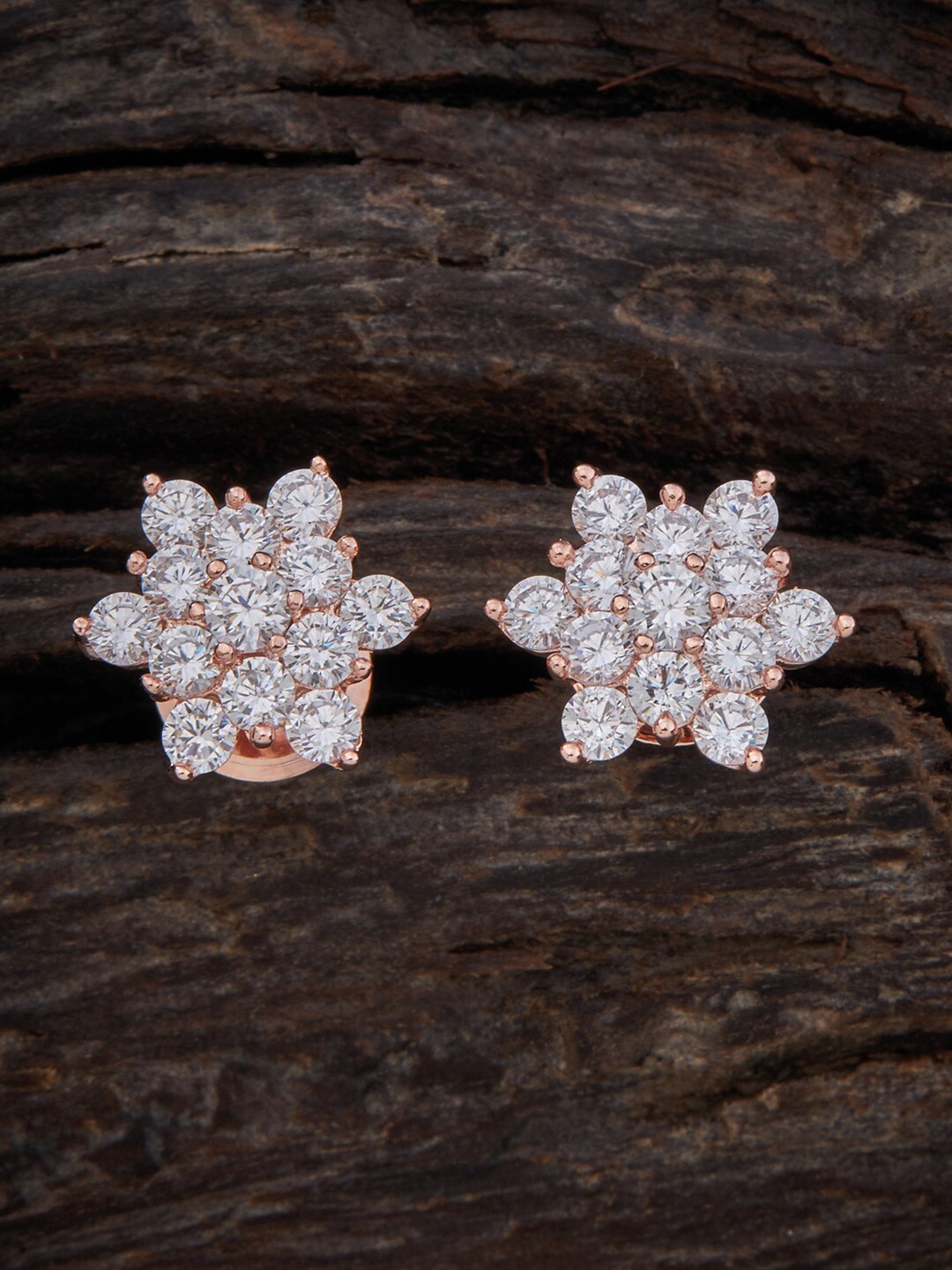 

Kushal's Fashion Jewellery Rose Gold-Plated Floral Studs Earrings