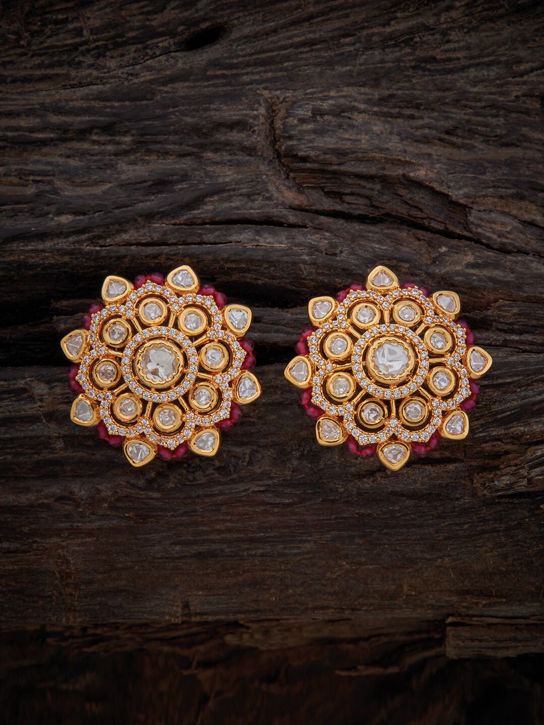 

Kushal's Fashion Jewellery Circular Studs Earrings, Red