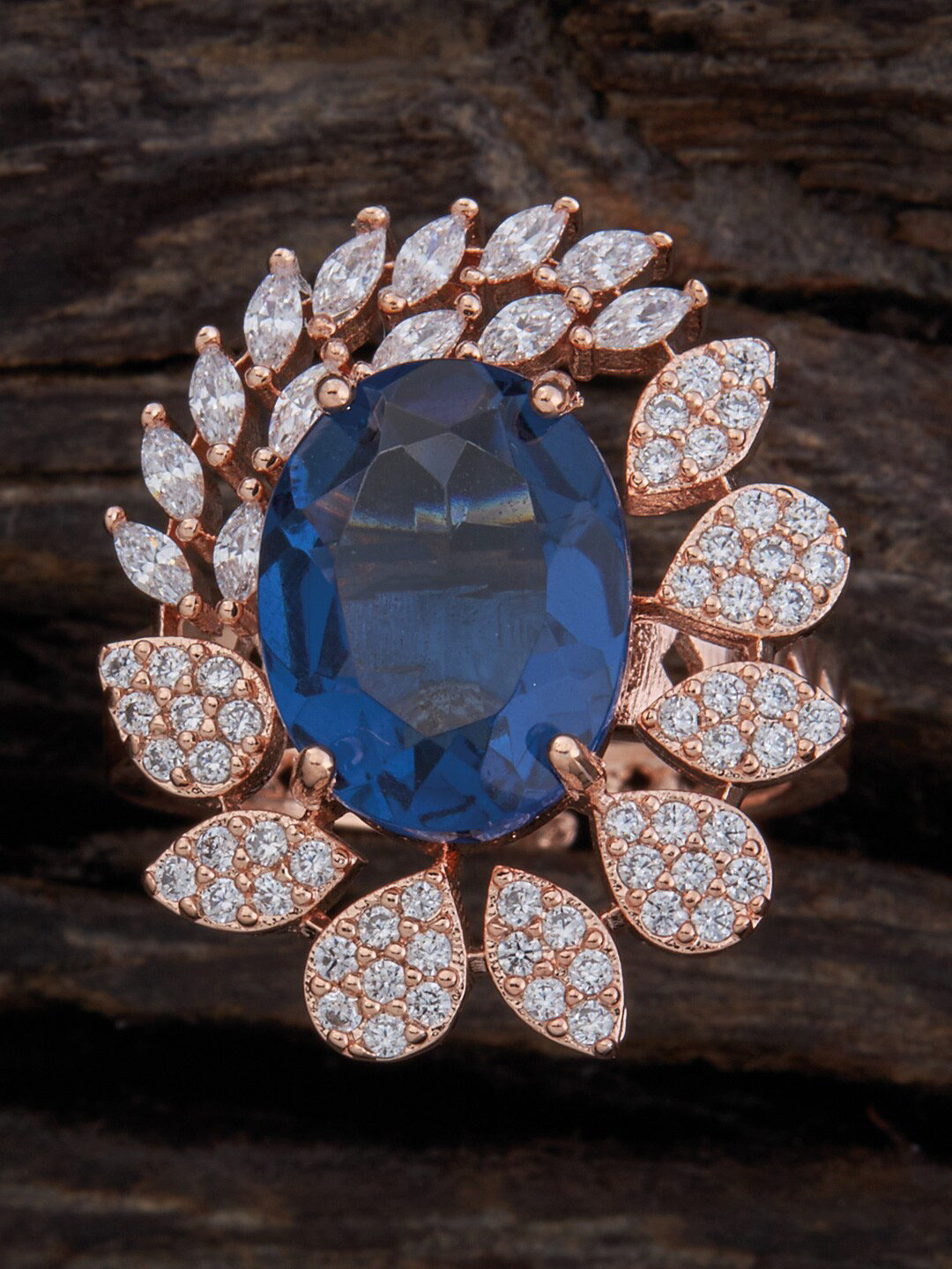 

Kushal's Fashion Jewellery Rose Gold-Plated & CZ Stone-Studded Finger Ring