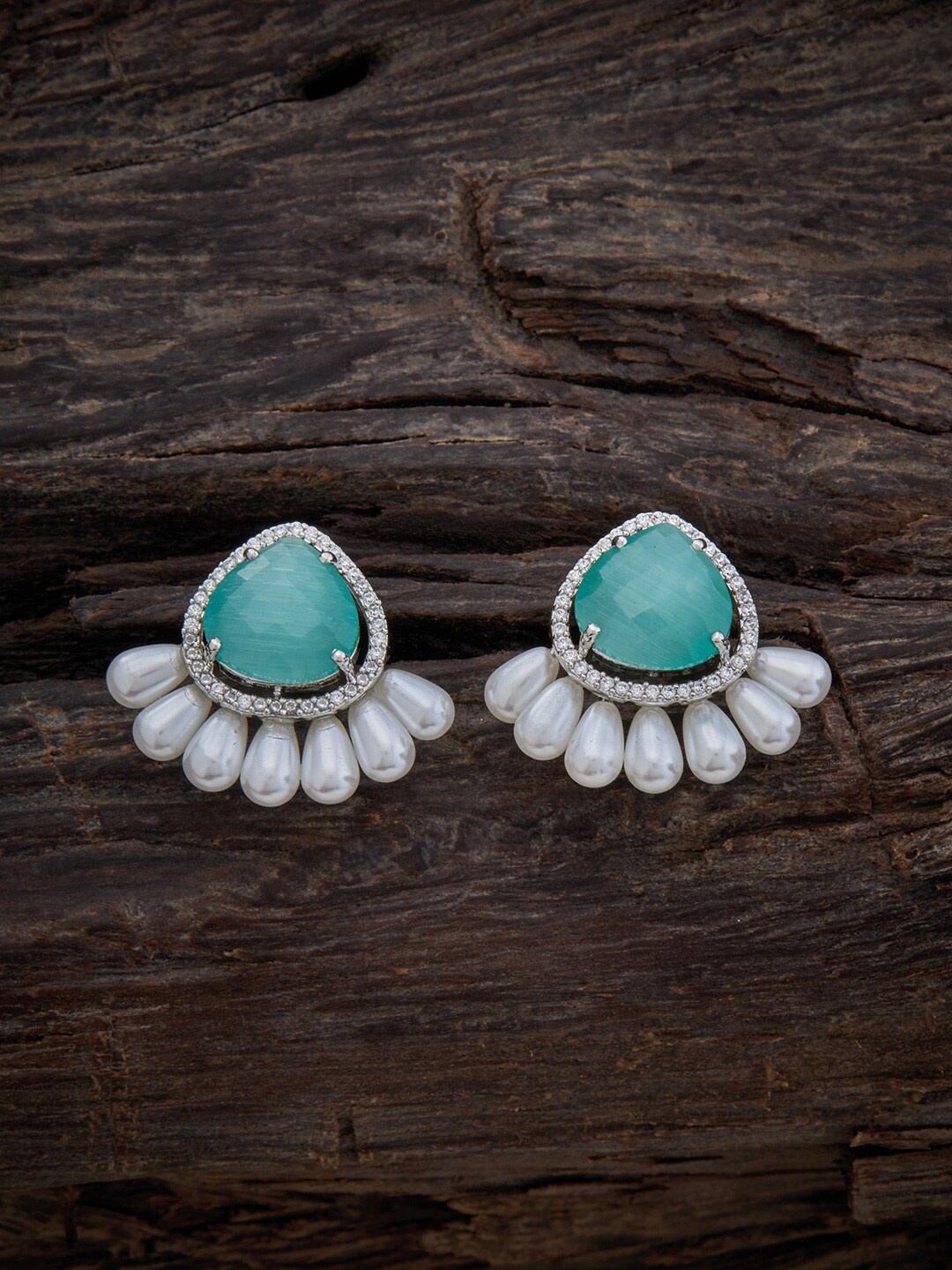 

Kushal's Fashion Jewellery Sea Green Contemporary Studs Earrings