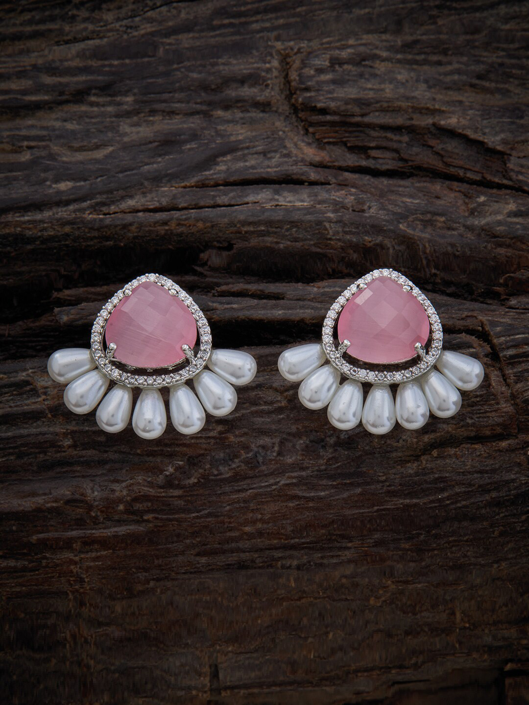 

Kushal's Fashion Jewellery Rhodium Plated Contemporary Studs Earrings, Pink