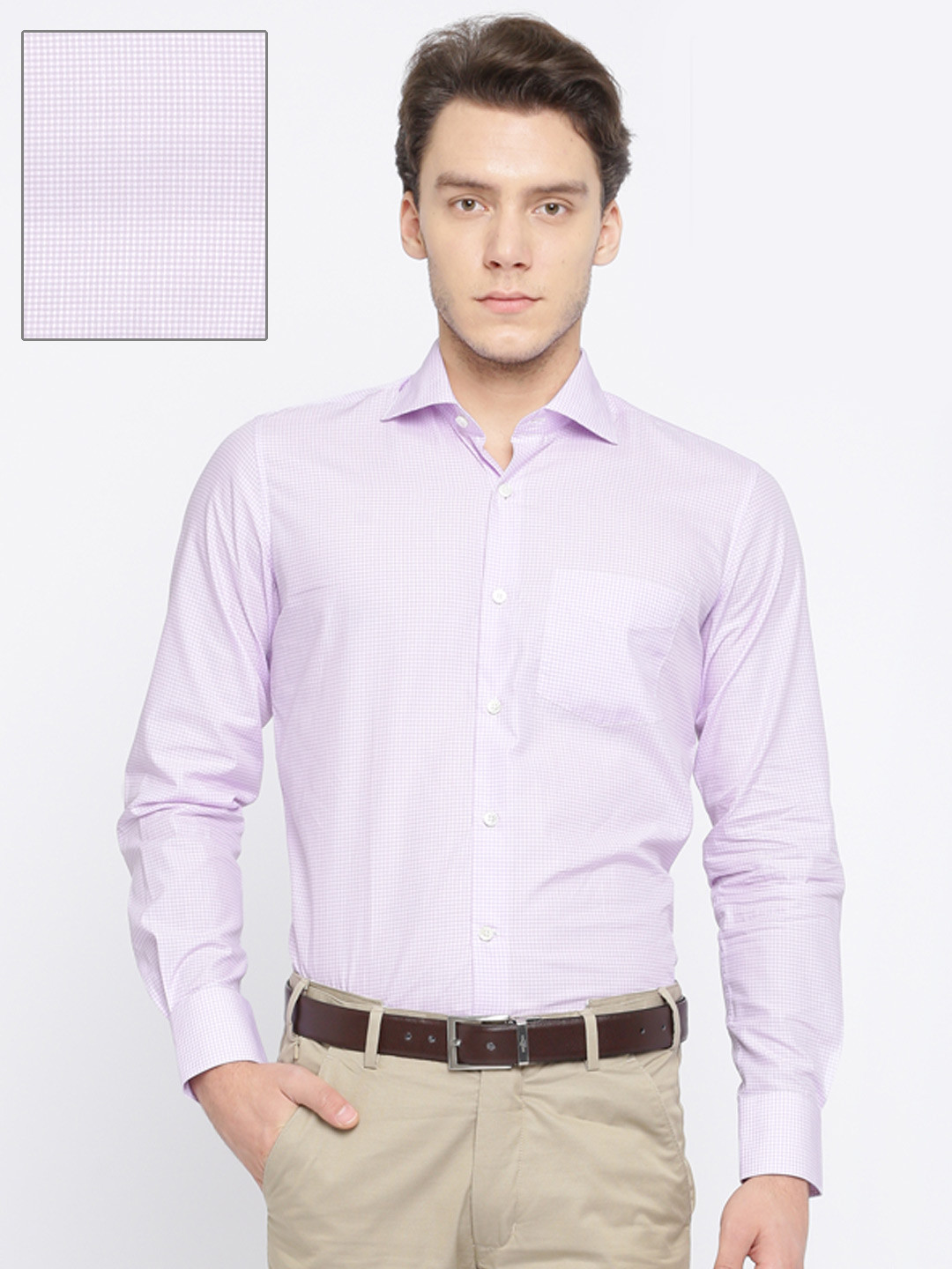 

Raymond Men White & Purple Regular Fit Checked Formal Shirt