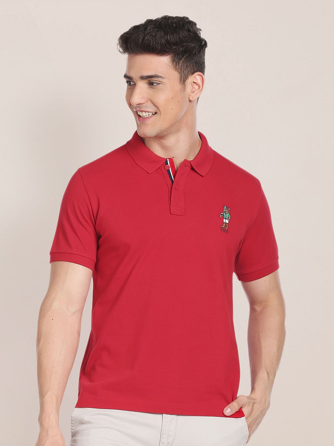 

U.S. Polo Assn. Polo Collar Pure Cotton Slim Fit T-shirt, Red