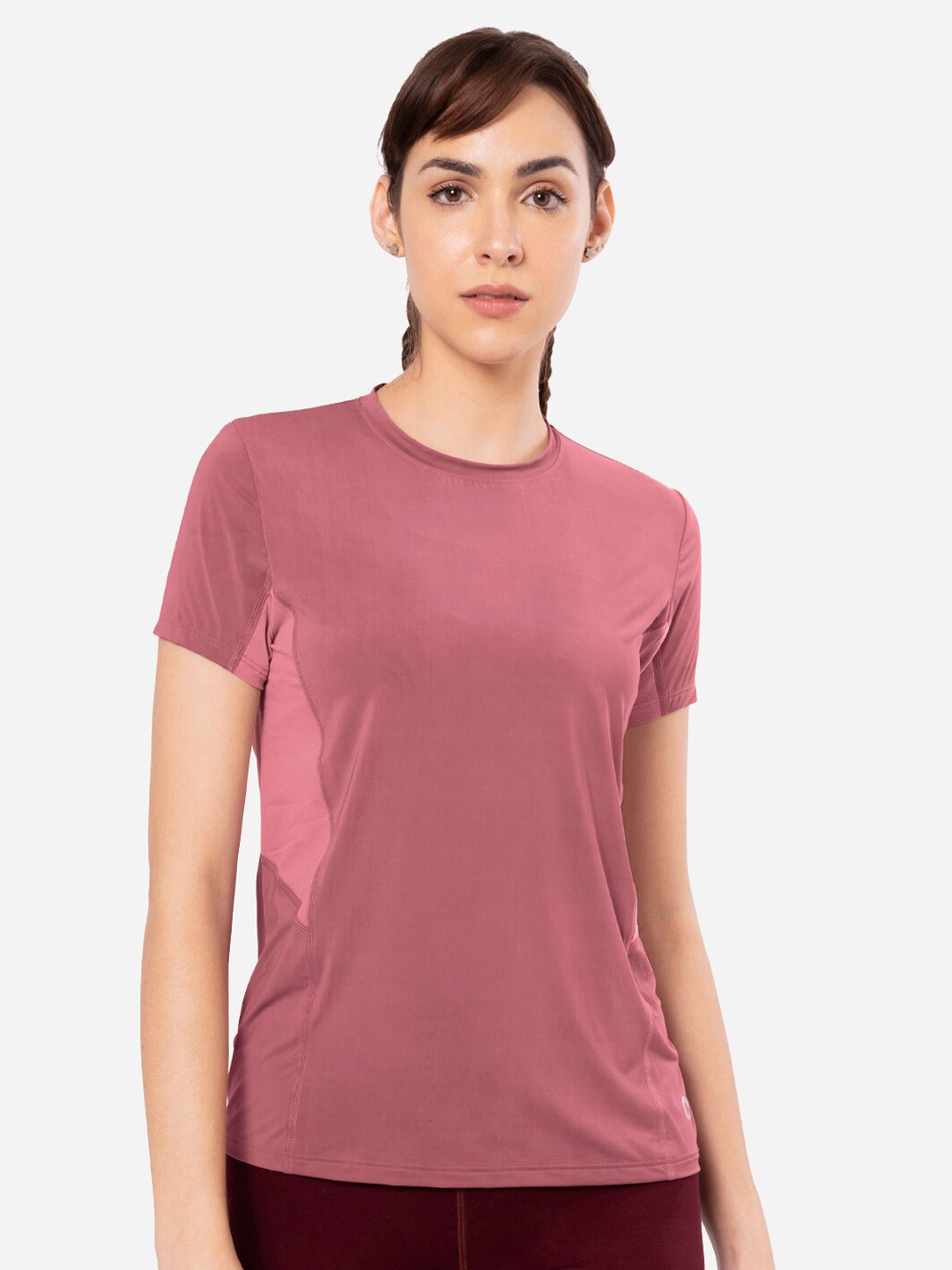 

Amante Solid Short Sleeves Round Neck Flaunt Workout T-Shirt, Purple