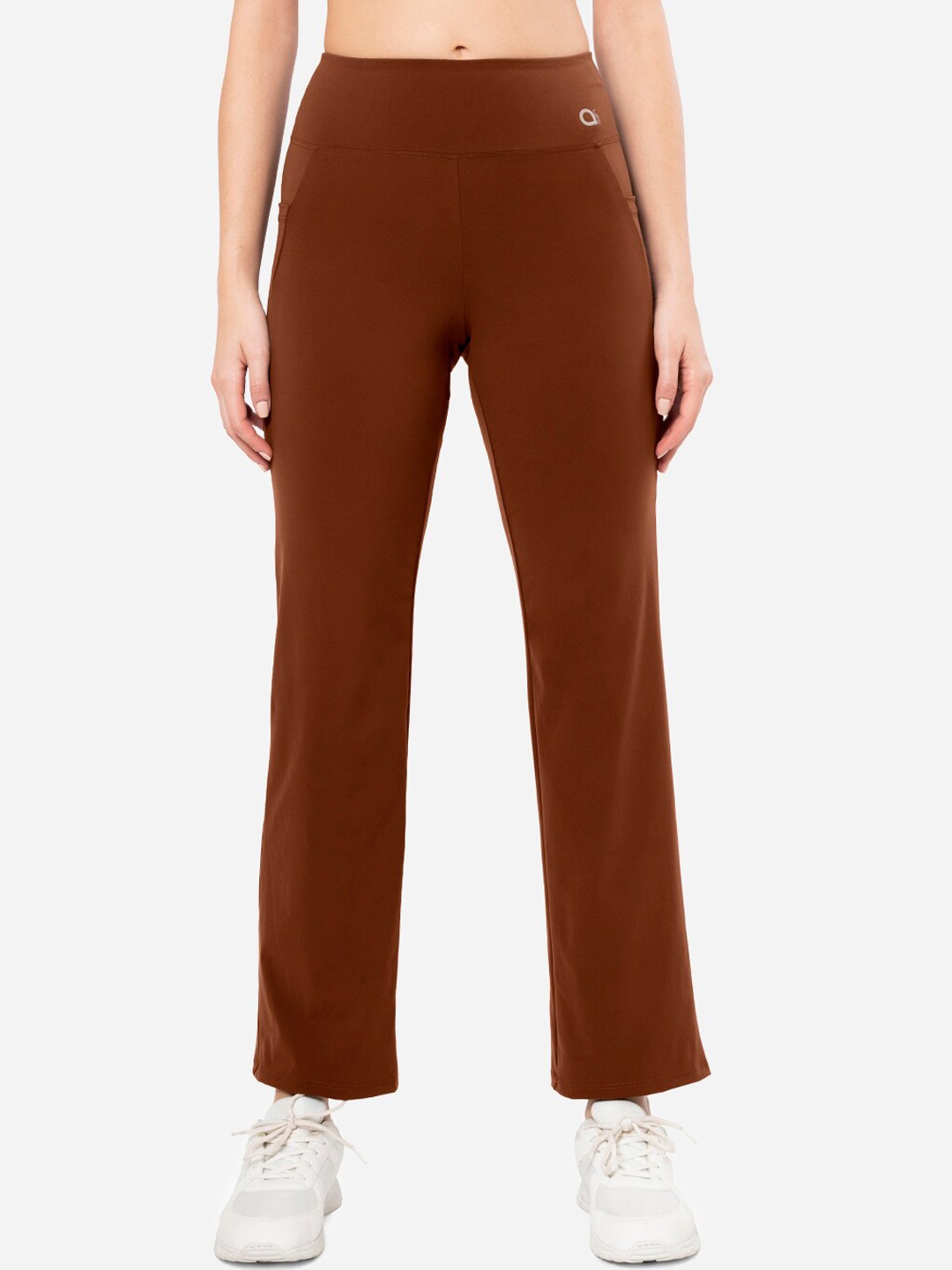 

Amante Women High Rise Flared Anti Microbial Track Pants, Brown