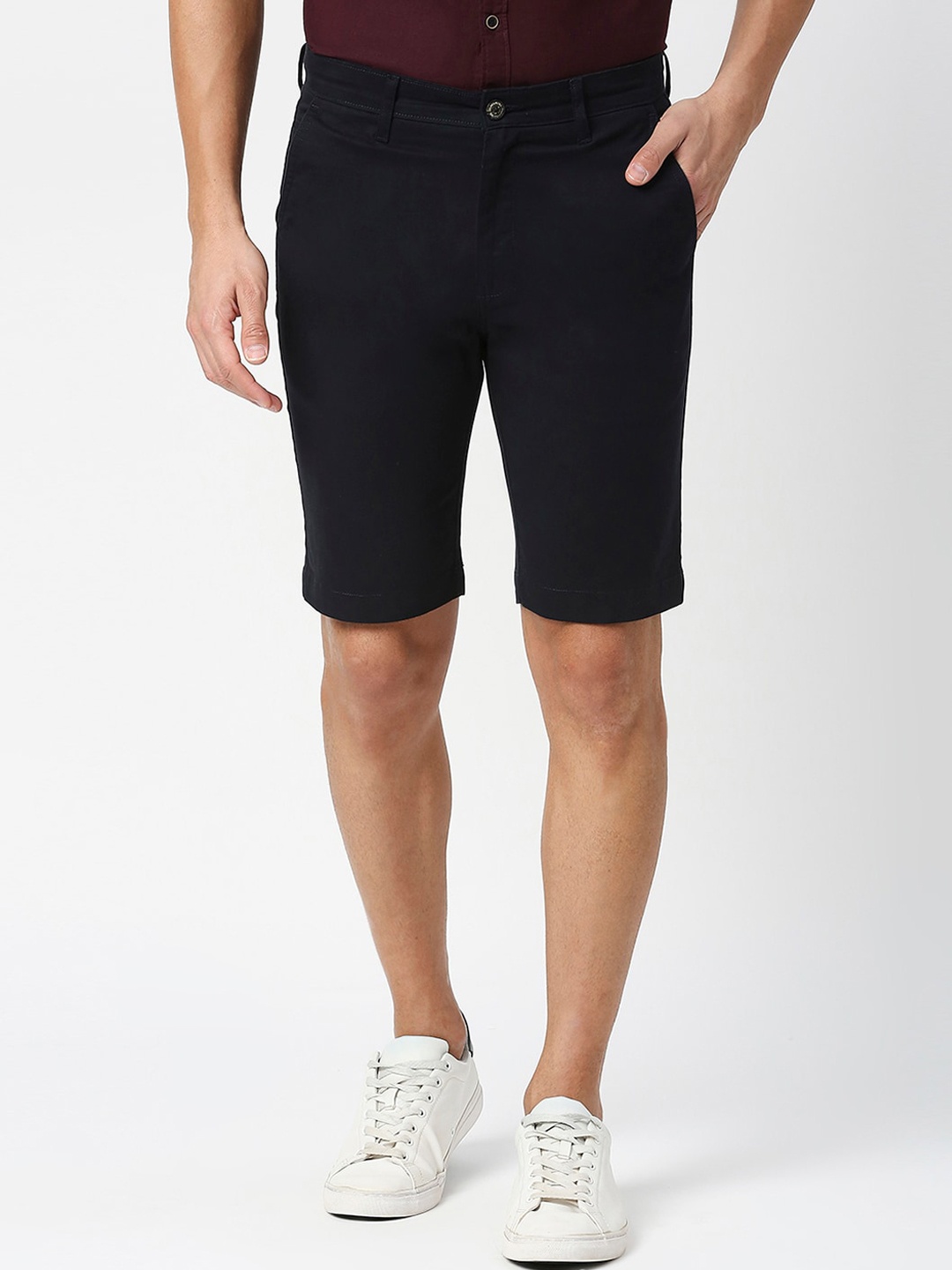 

DRAGON HILL Men Mid-Rise Slim Fit Casual Shorts, Navy blue