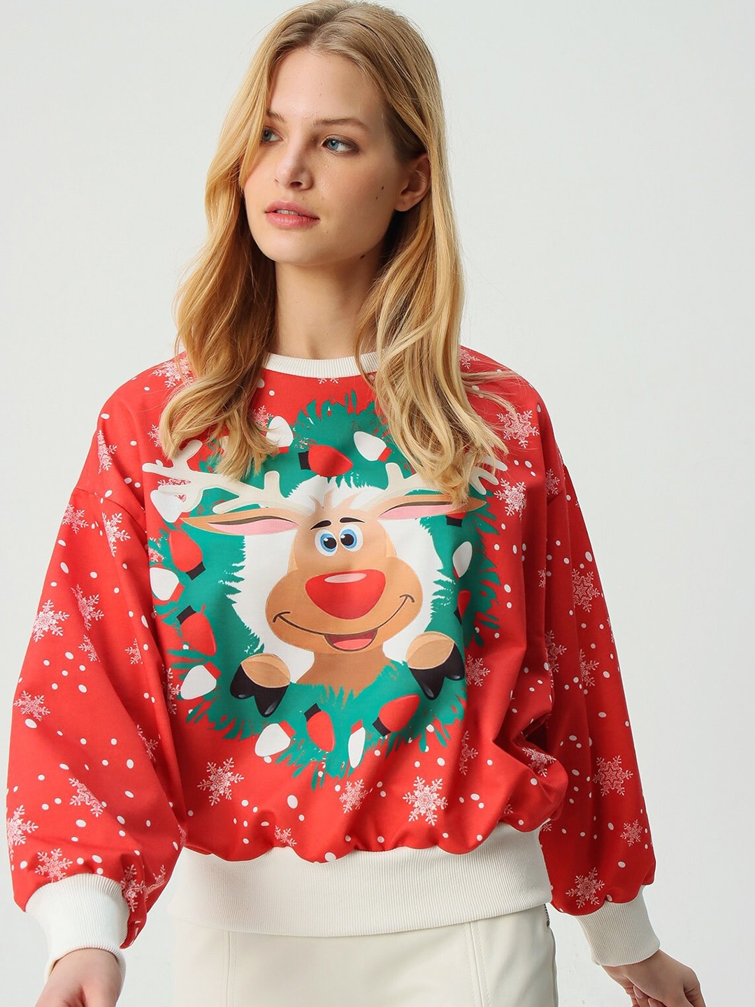 

Trend Alacati stili Graphic Printed Sweatshirt, Red