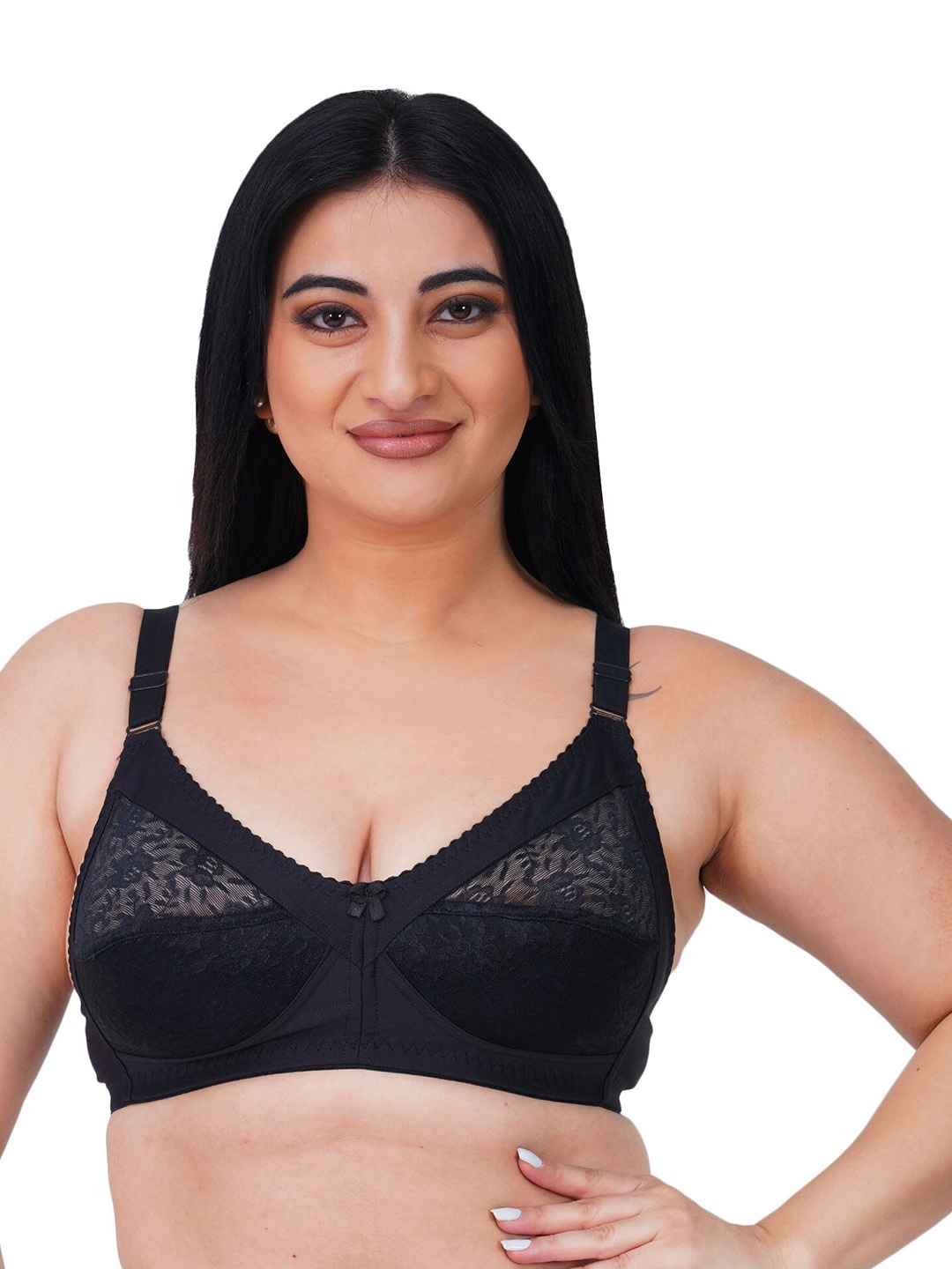

LADYLAND Full Coverage All day Comfort Cotton T-shirt Bra, Black