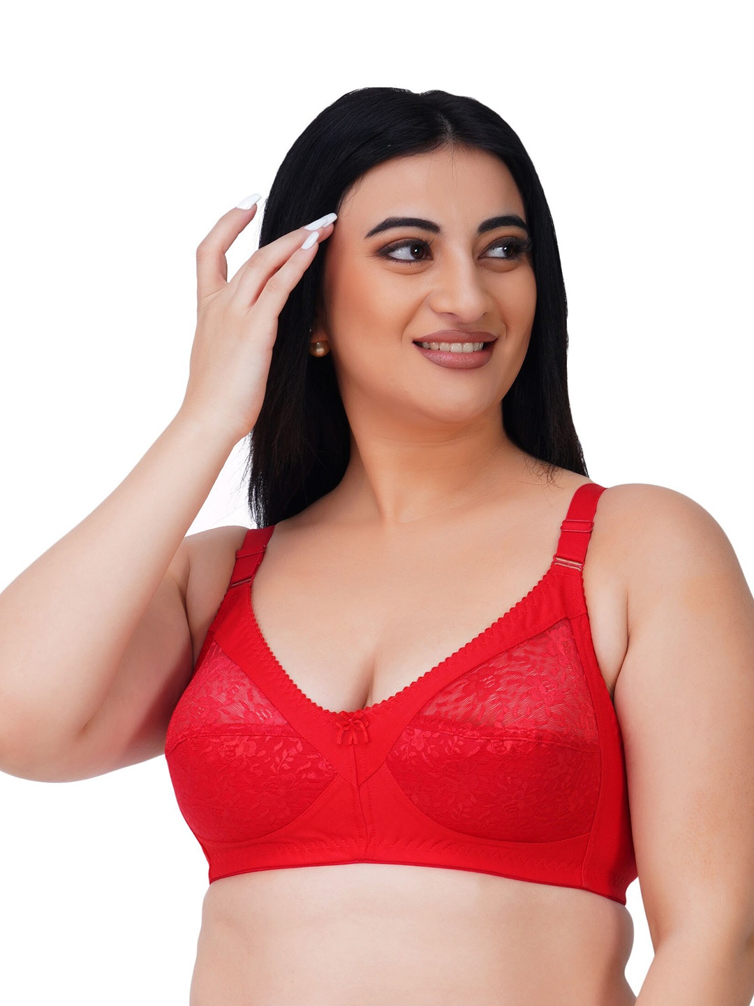 

LADYLAND Full Coverage All day Comfort Cotton T-shirt Bra, Red
