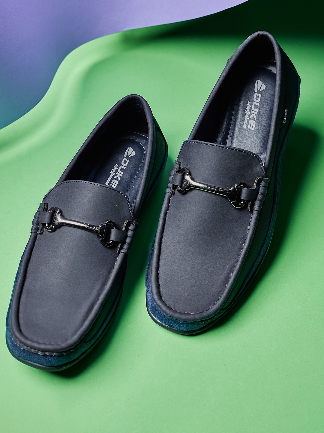 

Duke Men Buckled Horsebit Loafers, Navy blue