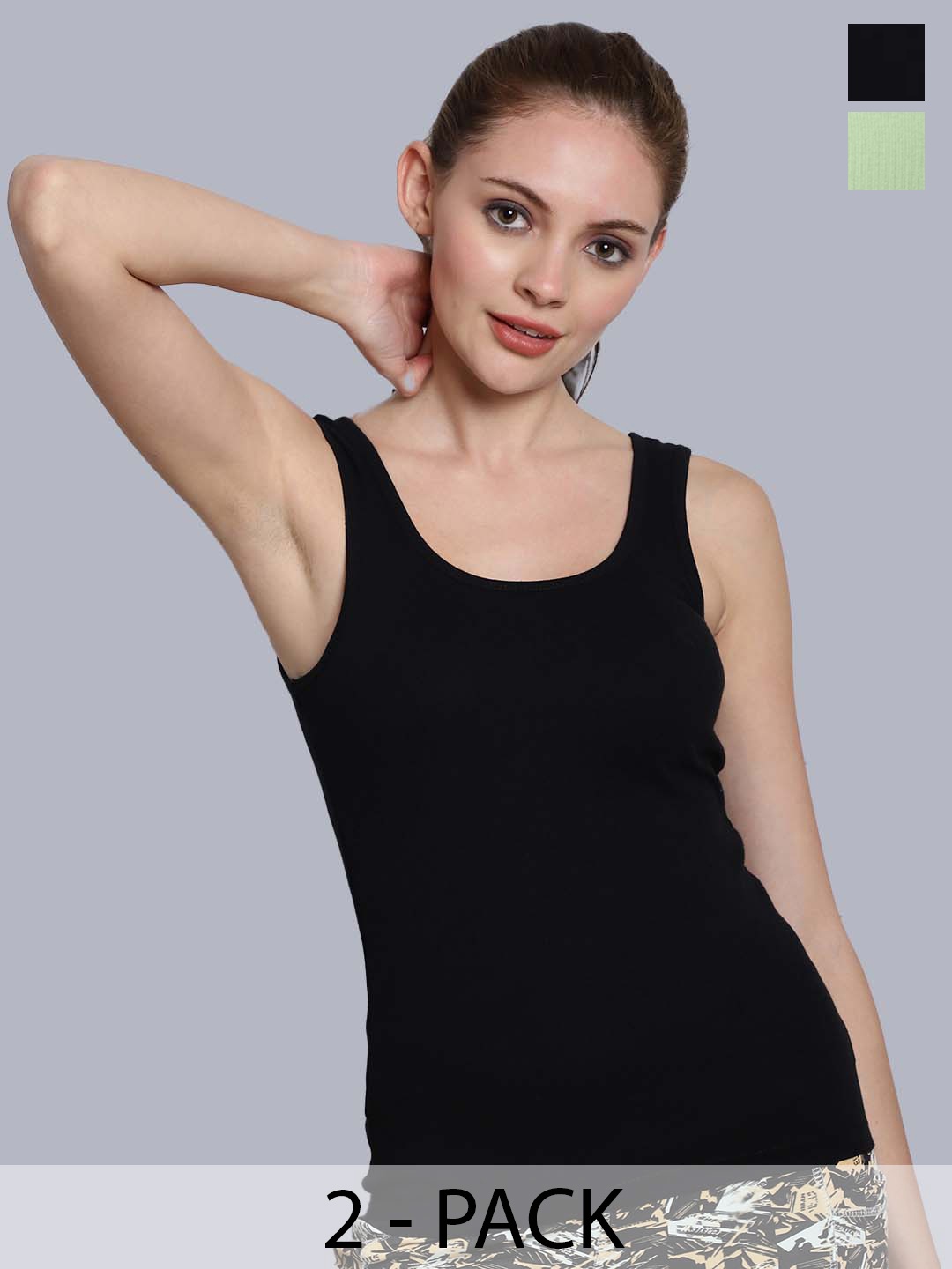 

Friskers Pack Of 2 Rib Sleeveless Cotton Tank Tops, Black