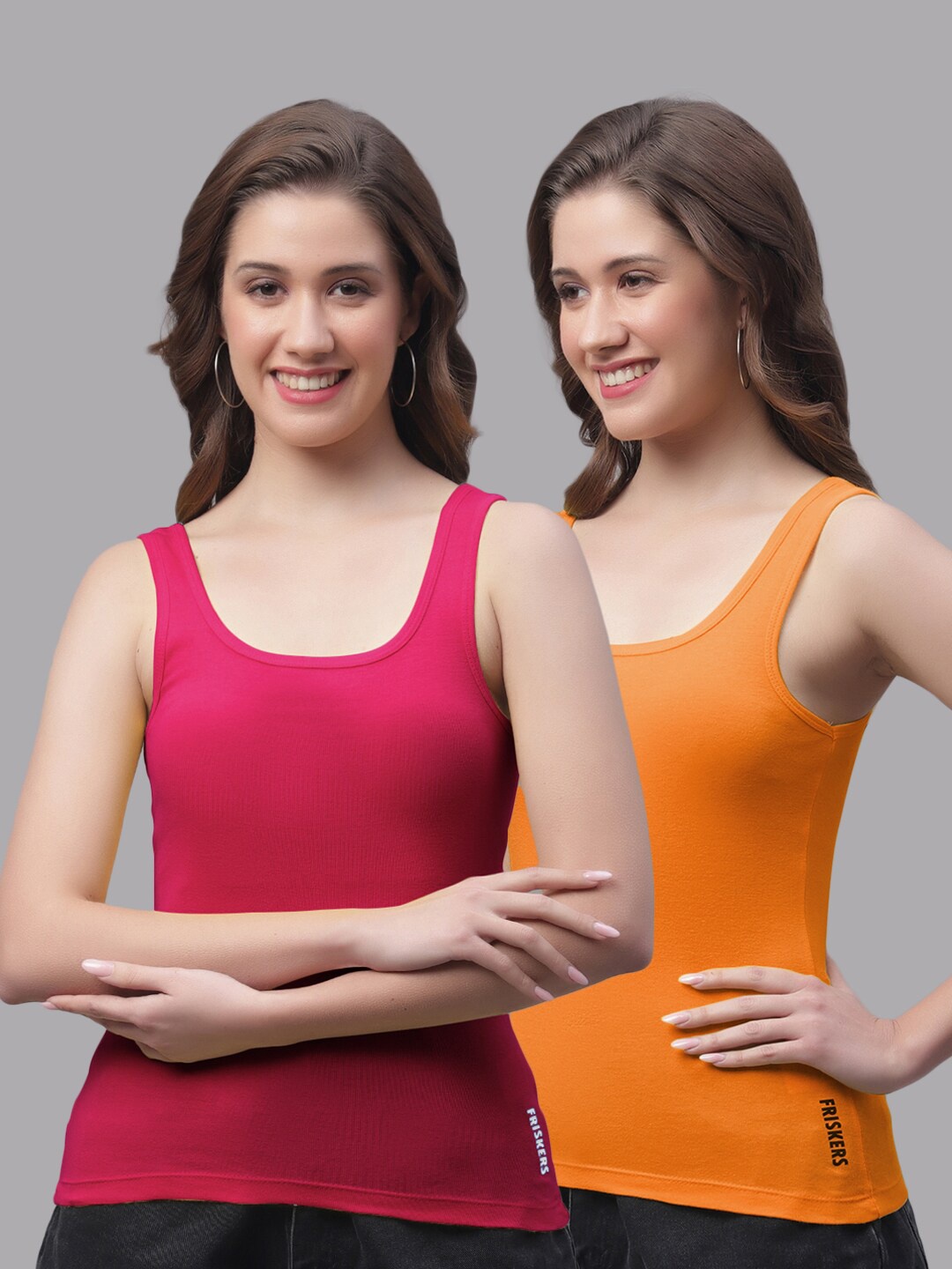 

Friskers Pack Of 2 Cotton Tank Top, Pink