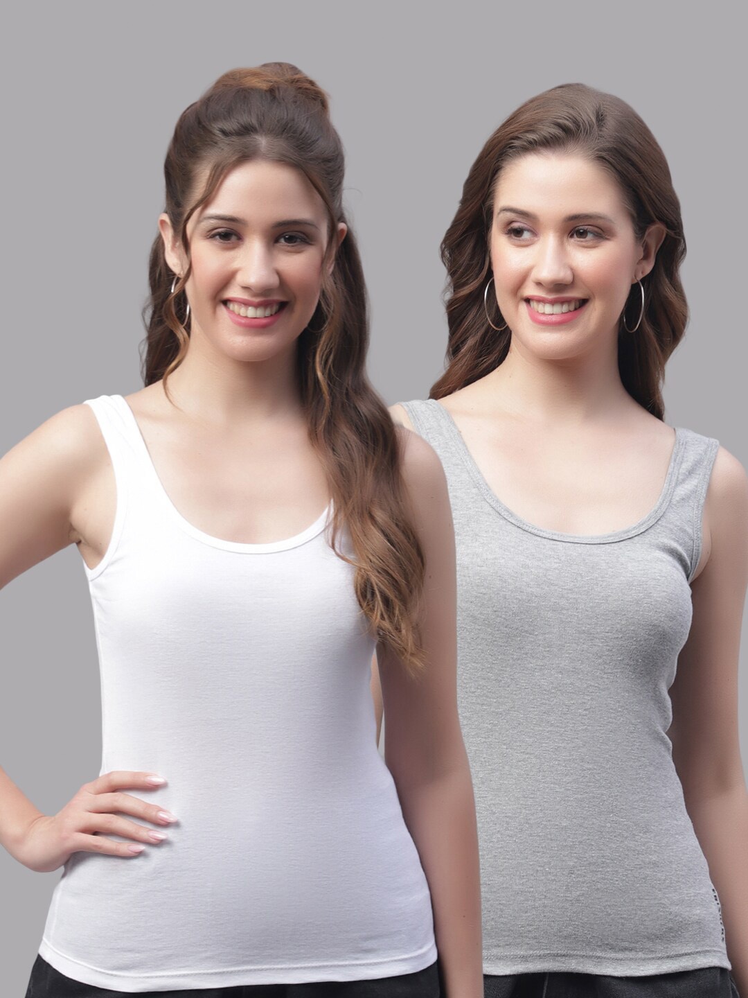 

Friskers Pack Of 2 Bio-Wash Cotton Tank Top, White
