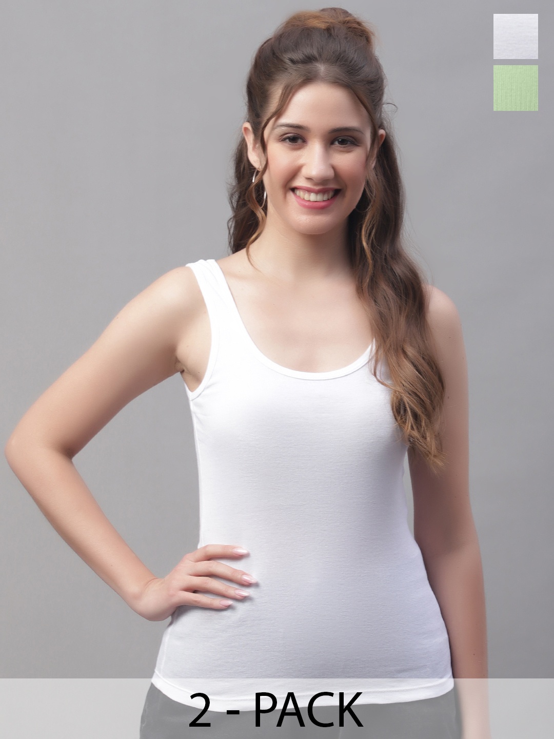 

Friskers Pack of 2 Scoop Neck Cotton Tank Tops, White