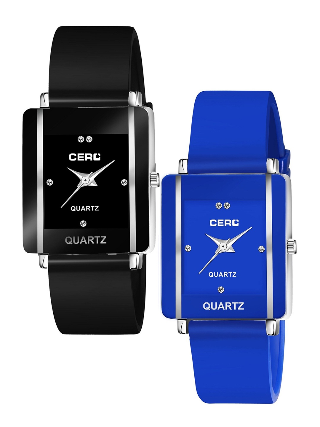 

CERO Pack Of 2 Bracelet Style Straps Analogue Watch Com2-CHO 248-Black-Bluenew