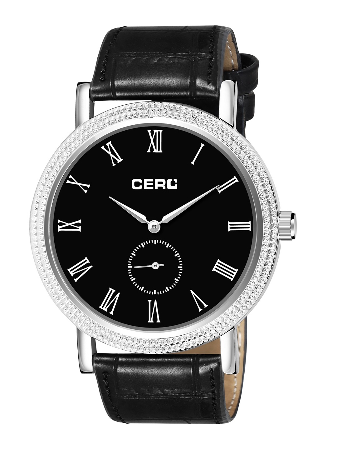 

CERO Straps Analogue Watch AB210-WCL-SIver-Blacknew, Black