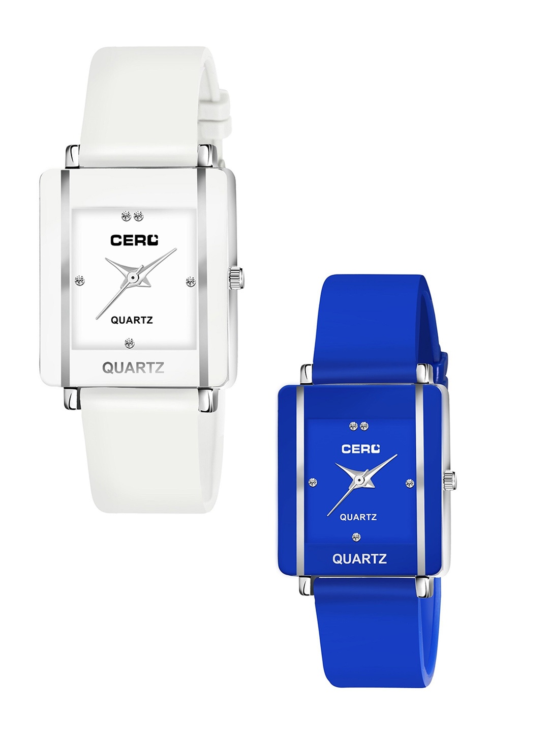 

CERO Set Of 2 Bracelet Style Straps Analogue Watch Com2-CHO 248-White-Bluenew