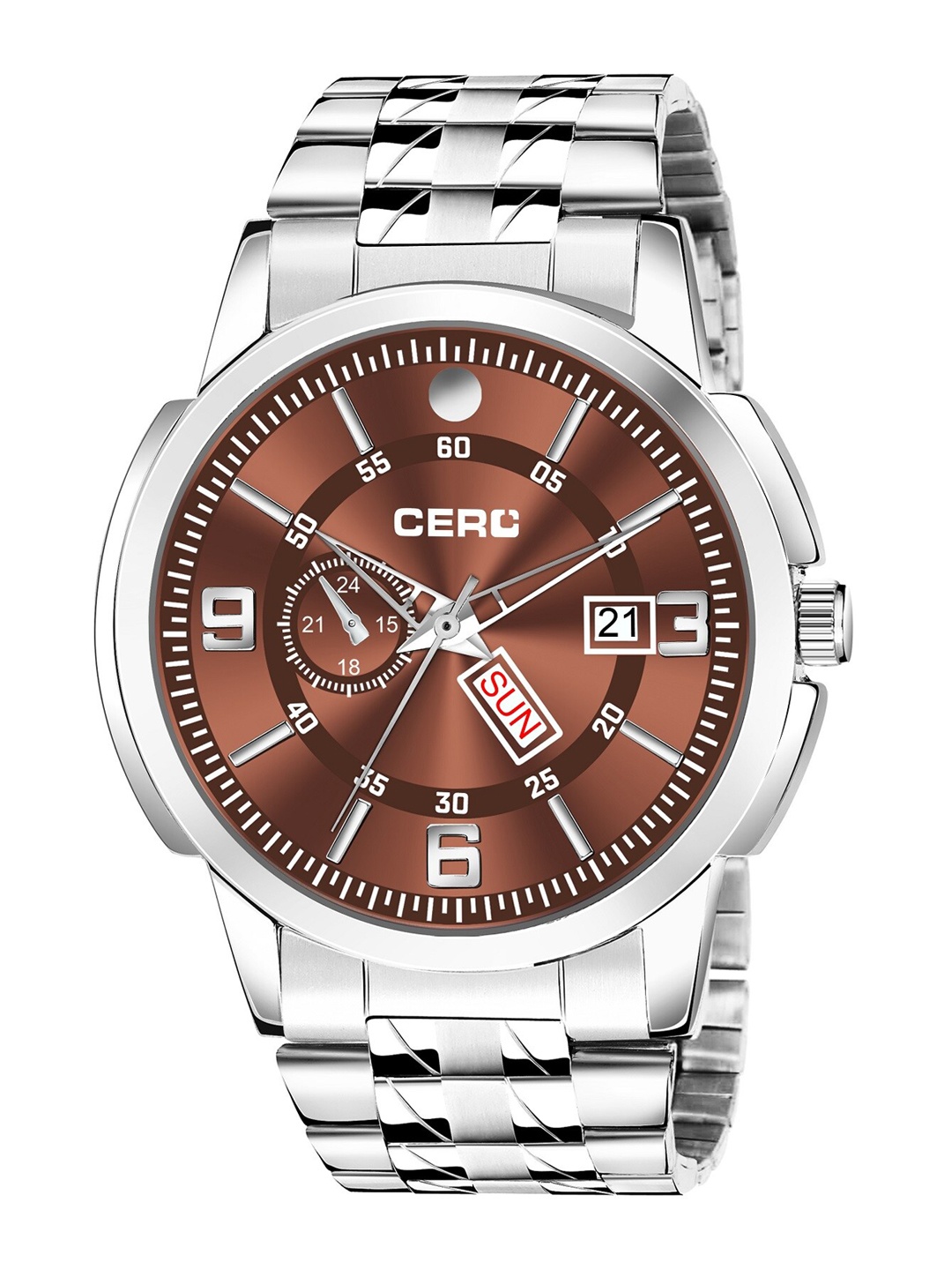 

CERO Stainless Steel Bracelet Style Straps Analogue Watch AB203-Silver-Brown936new, Brown