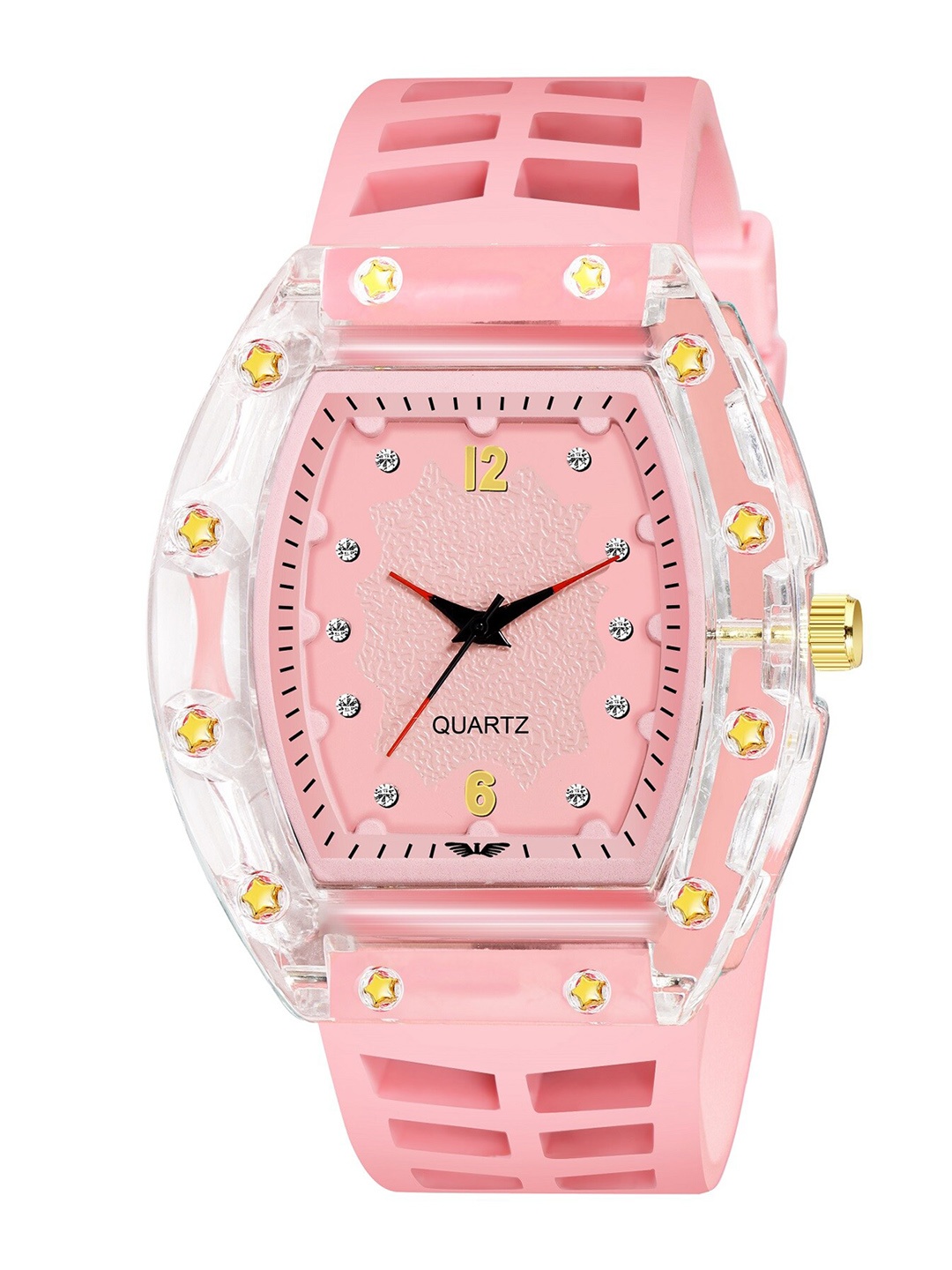 

CERO Embellished Dial & Straps Analogue Watch M-YBELY-Squ -Pinknew, Pink