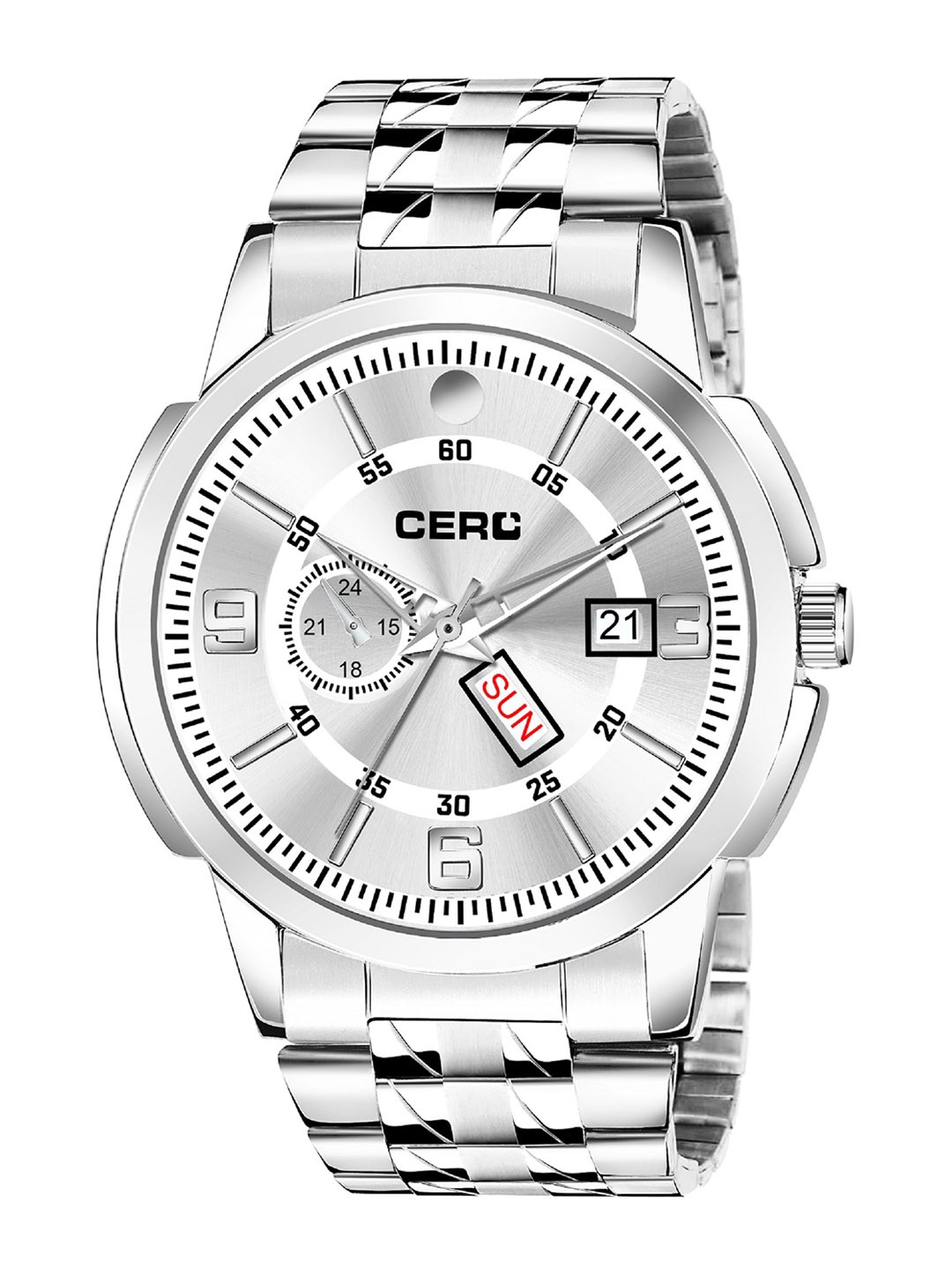 

CERO Stainless Steel Bracelet Style Straps Analogue Watch AB203-Full-SIlver936new, White