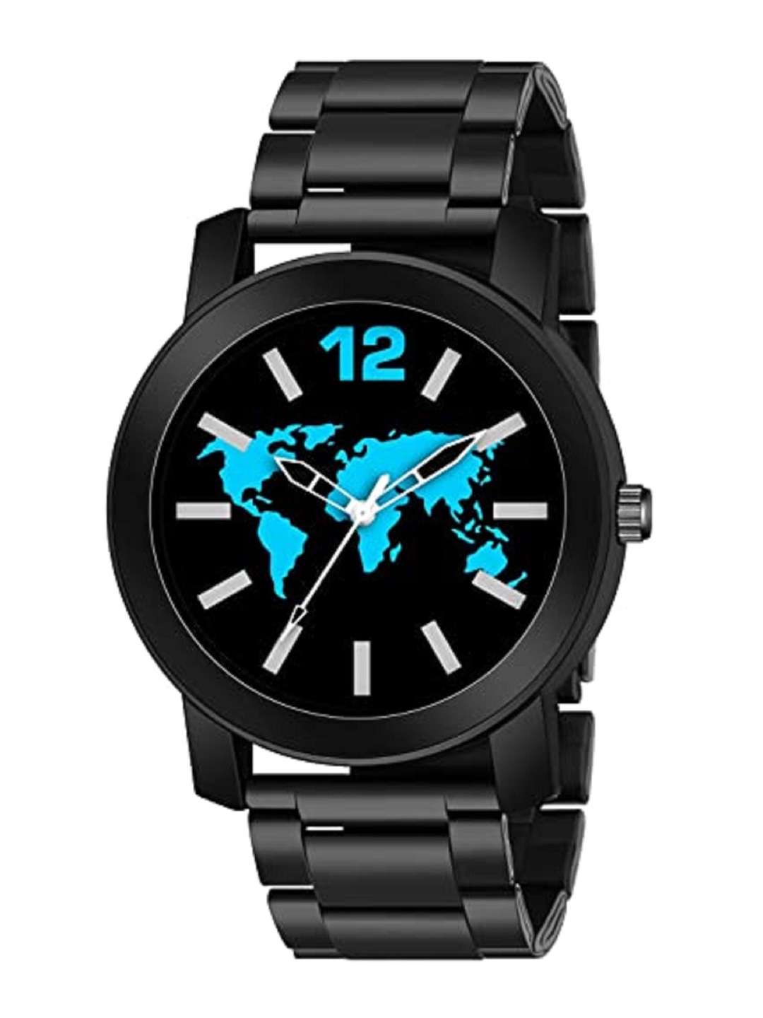 

CERO Stainless Steel Bracelet Style Straps Analogue Watch AB211-W Map-Metal-Bluenew, Black