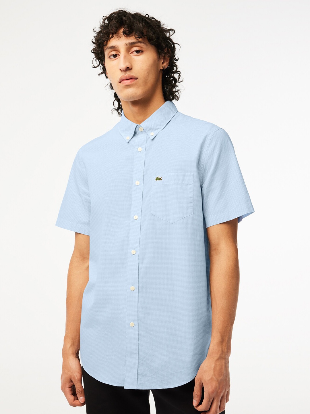 

Lacoste Modern Micro Checked Spread Collar Pure Cotton Casual Shirt, Multi