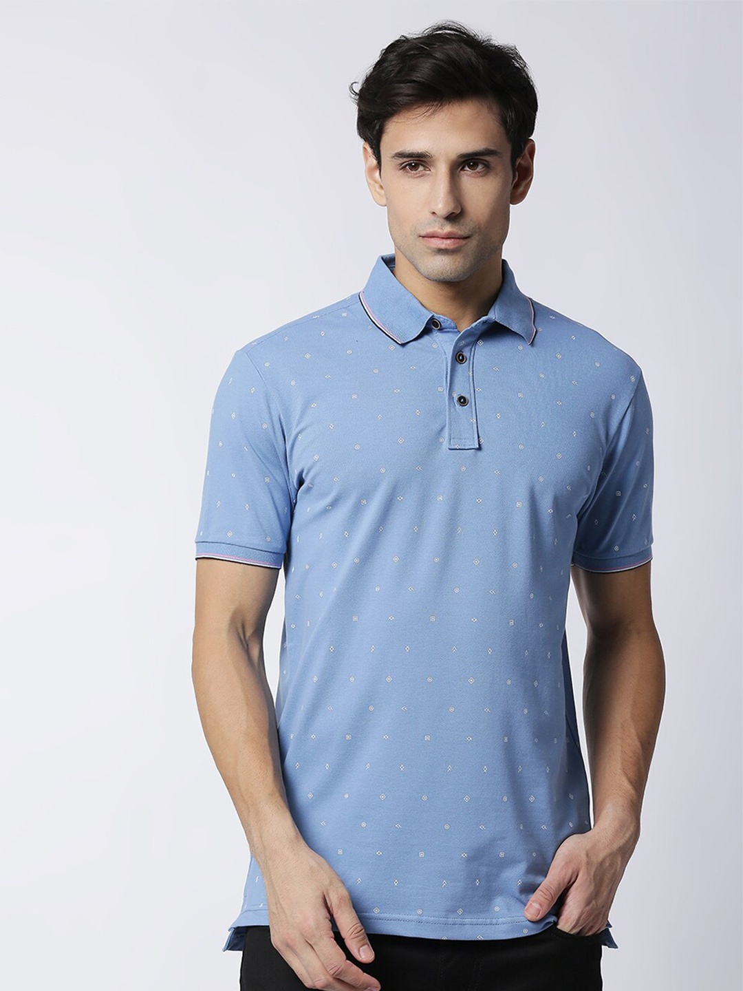 

DRAGON HILL Polo Collar Slim Fit T-shirt, Blue