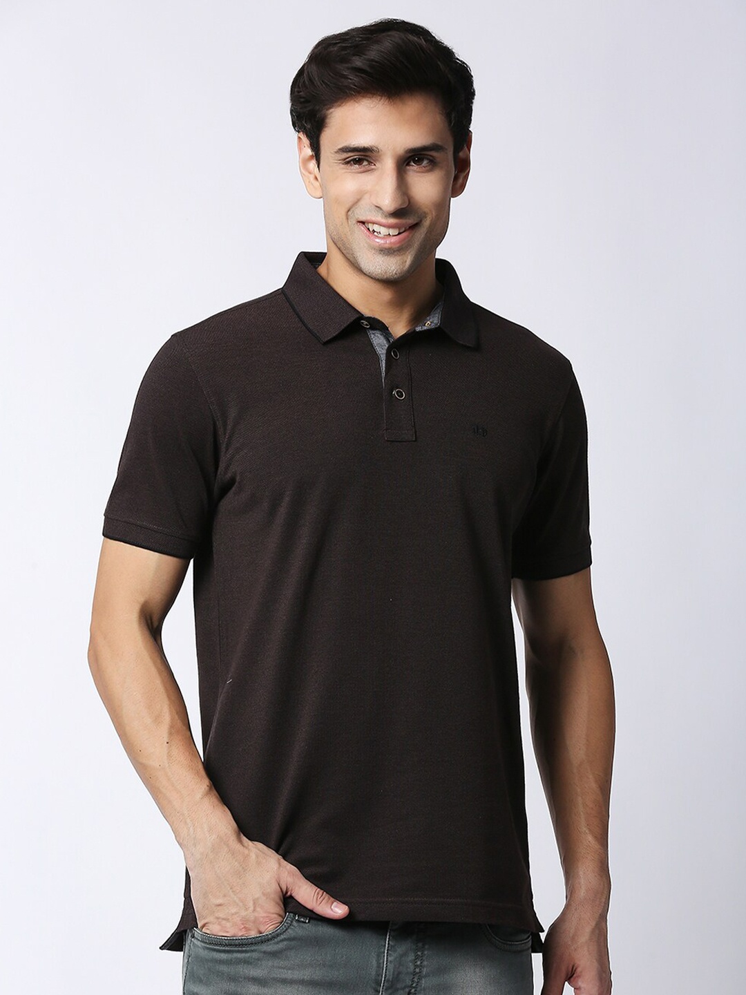 

DRAGON HILL Polo Collar Cotton Slim Fit T-shirt, Brown