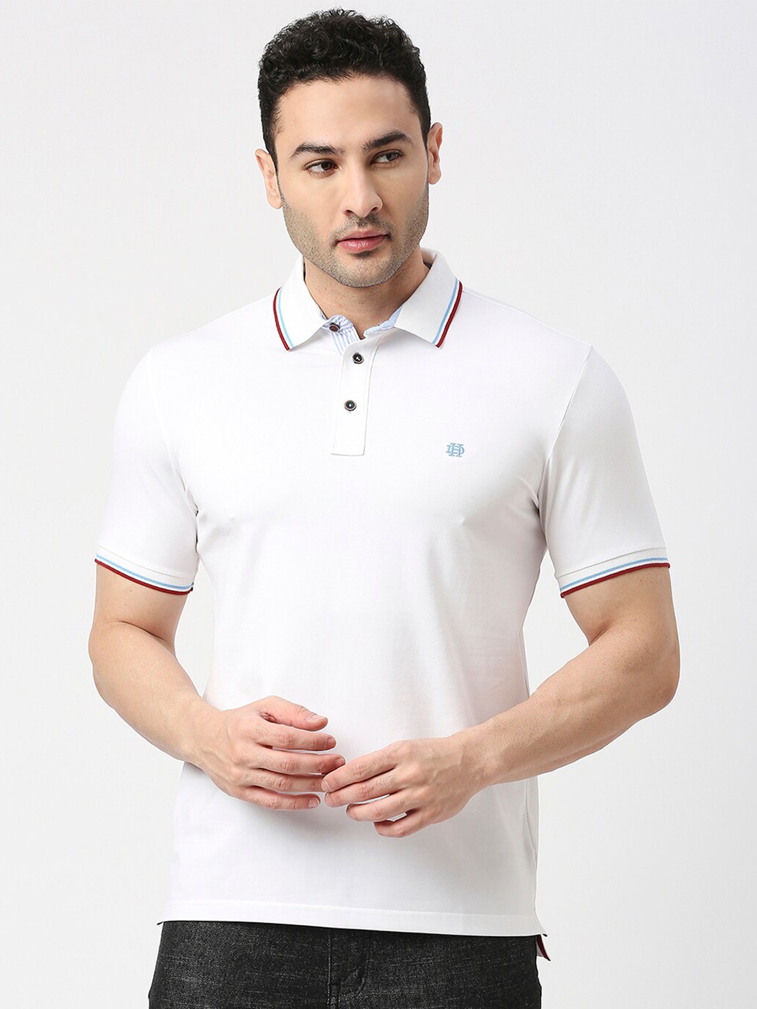 

DRAGON HILL Polo Collar Slim Fit T-shirt, White