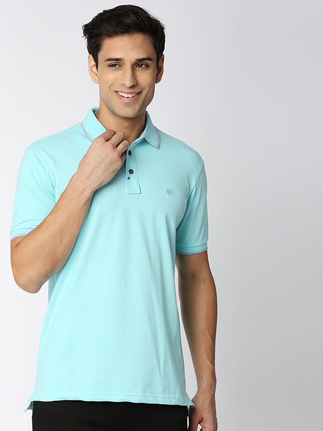 

DRAGON HILL Polo Collar Slim Fit T-shirt, Turquoise blue