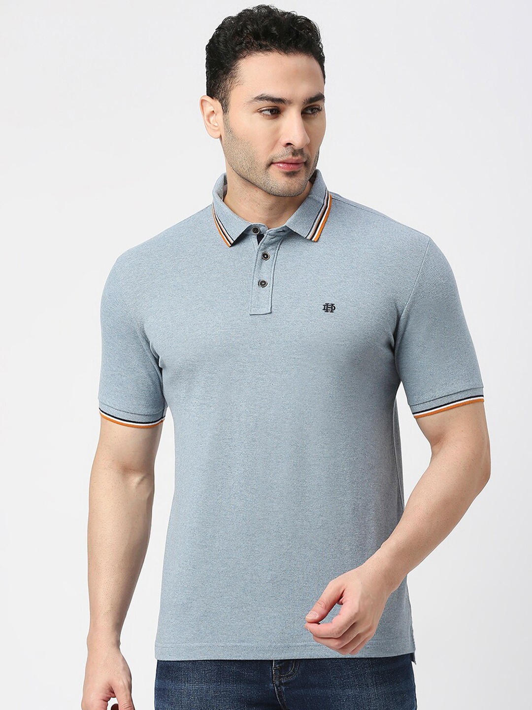 

DRAGON HILL Polo Collar Slim Fit T-shirt, Grey