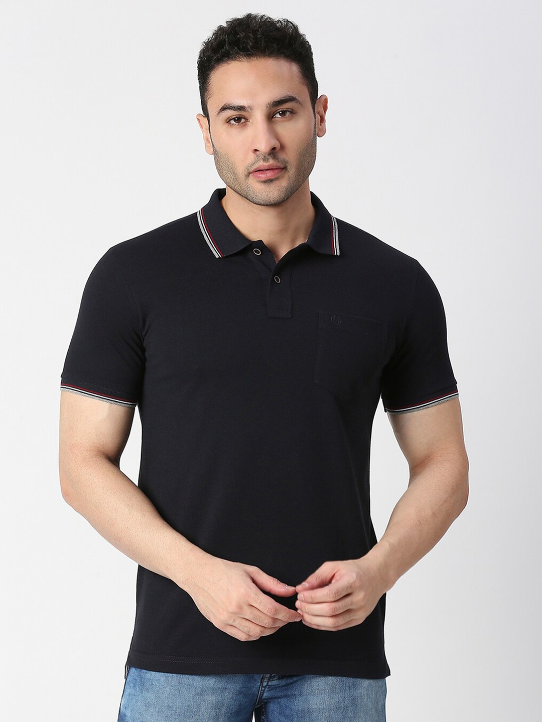 

DRAGON HILL Polo Collar Slim Fit T-shirt, Navy blue