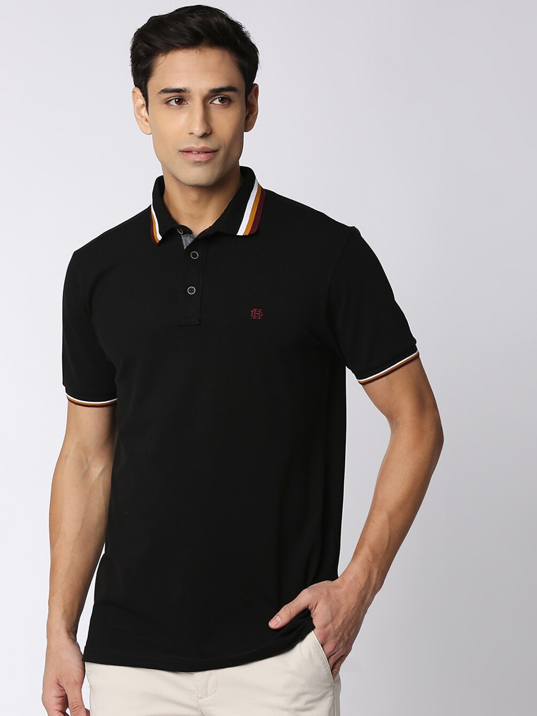 

DRAGON HILL Polo Collar Slim Fit T-shirt, Black